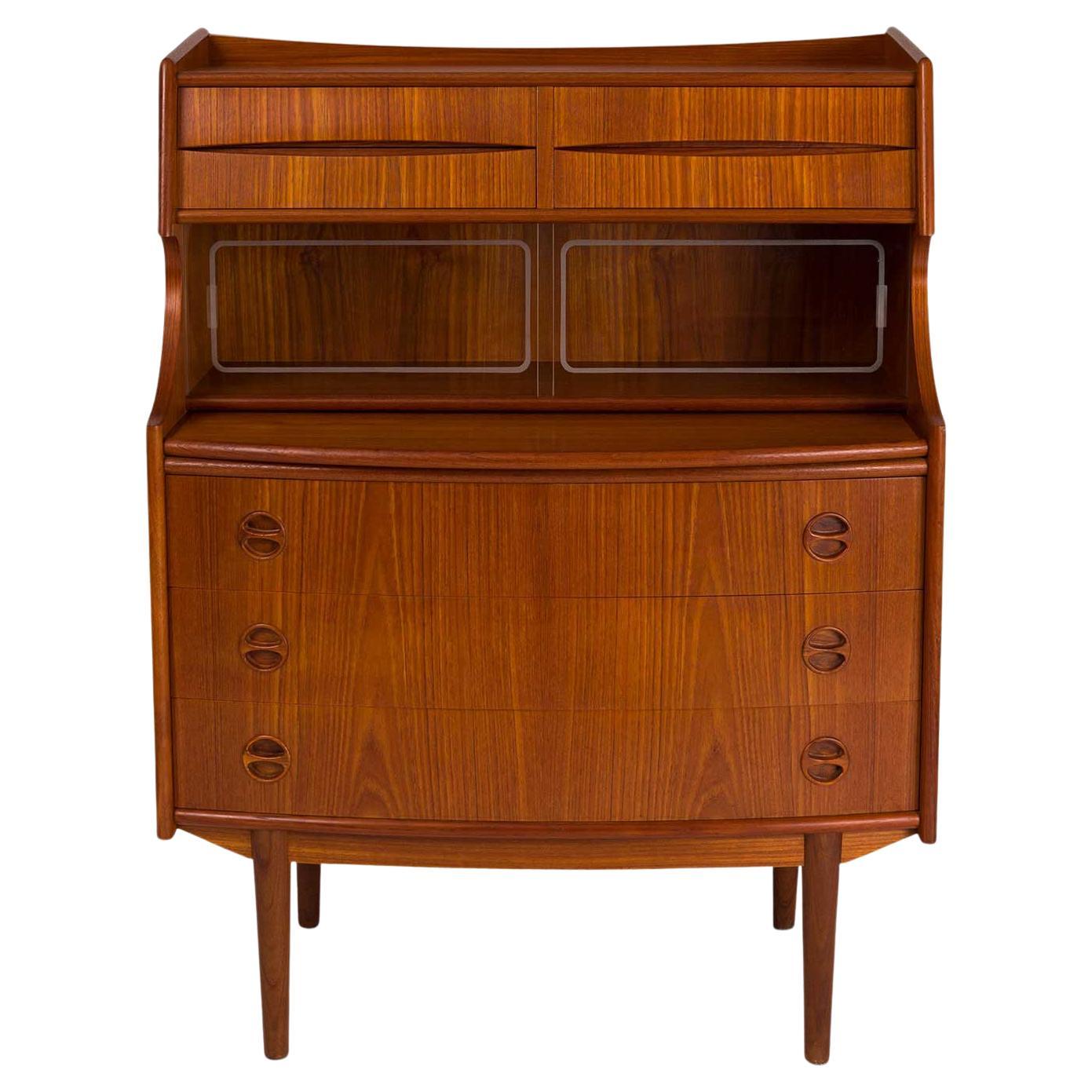 Vintage Danish Mid-Century Teak Cupboard Hutch Secretary Desk by Falsig Mobler For Sale