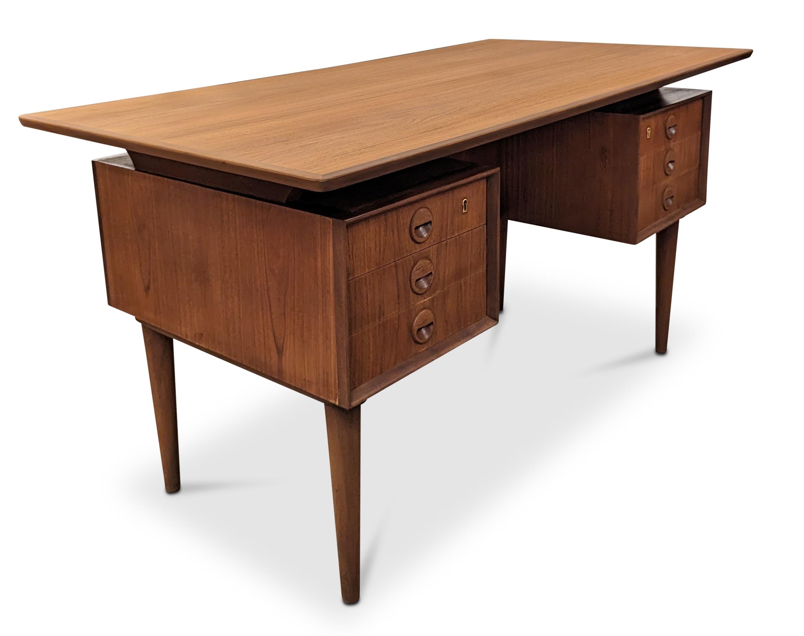 Vintage Danish Mid Century Teak Desk - 082345 2