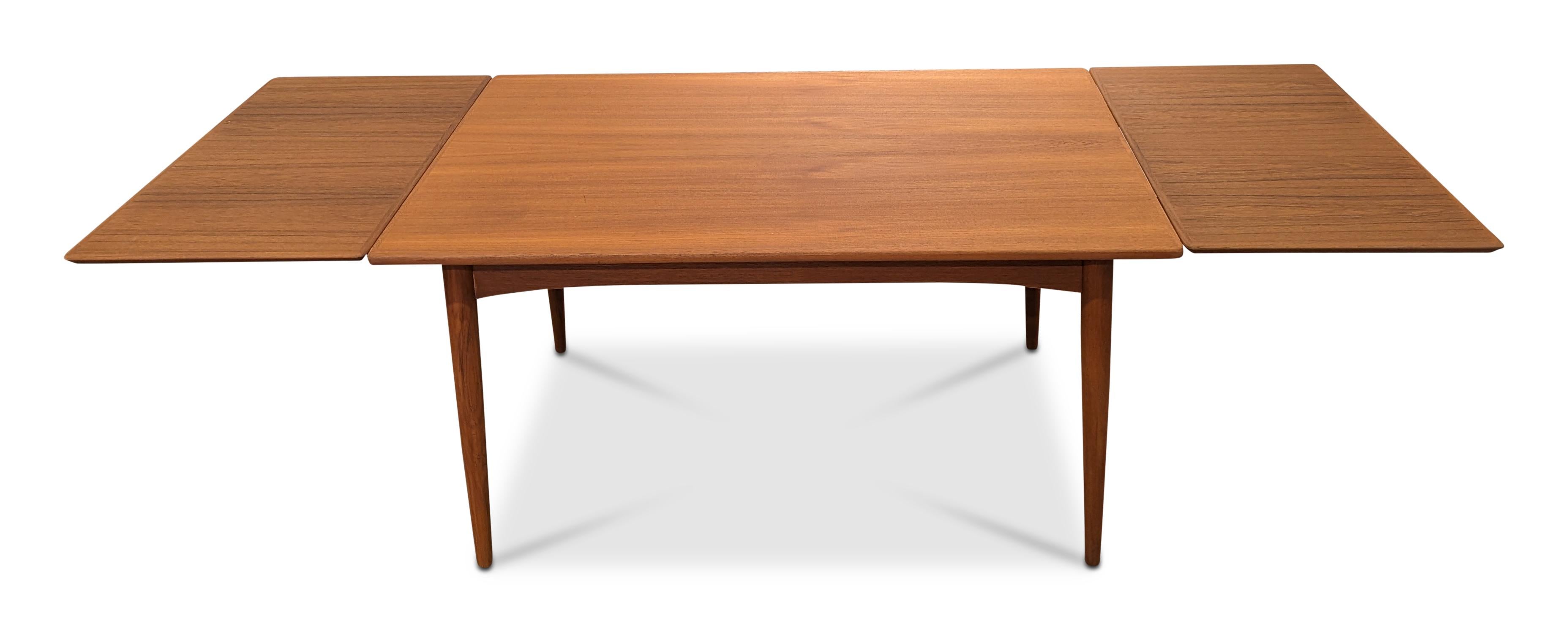 Vintage Danish Mid Century Teak Dining Table w Two Hidden Leaves - 022445 2