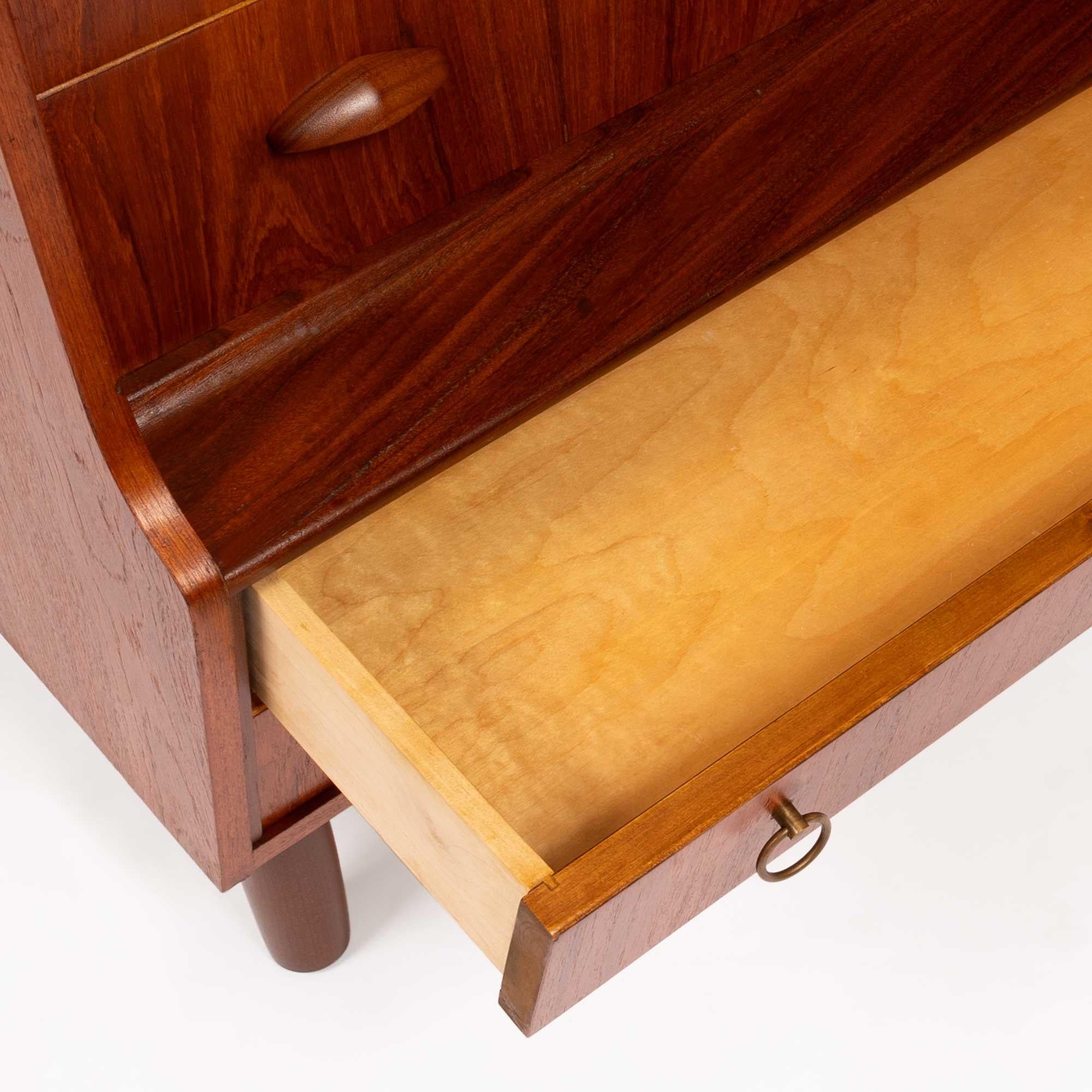 Brass Vintage Danish Mid-Century Teak Eight Drawer Dresser 1960s