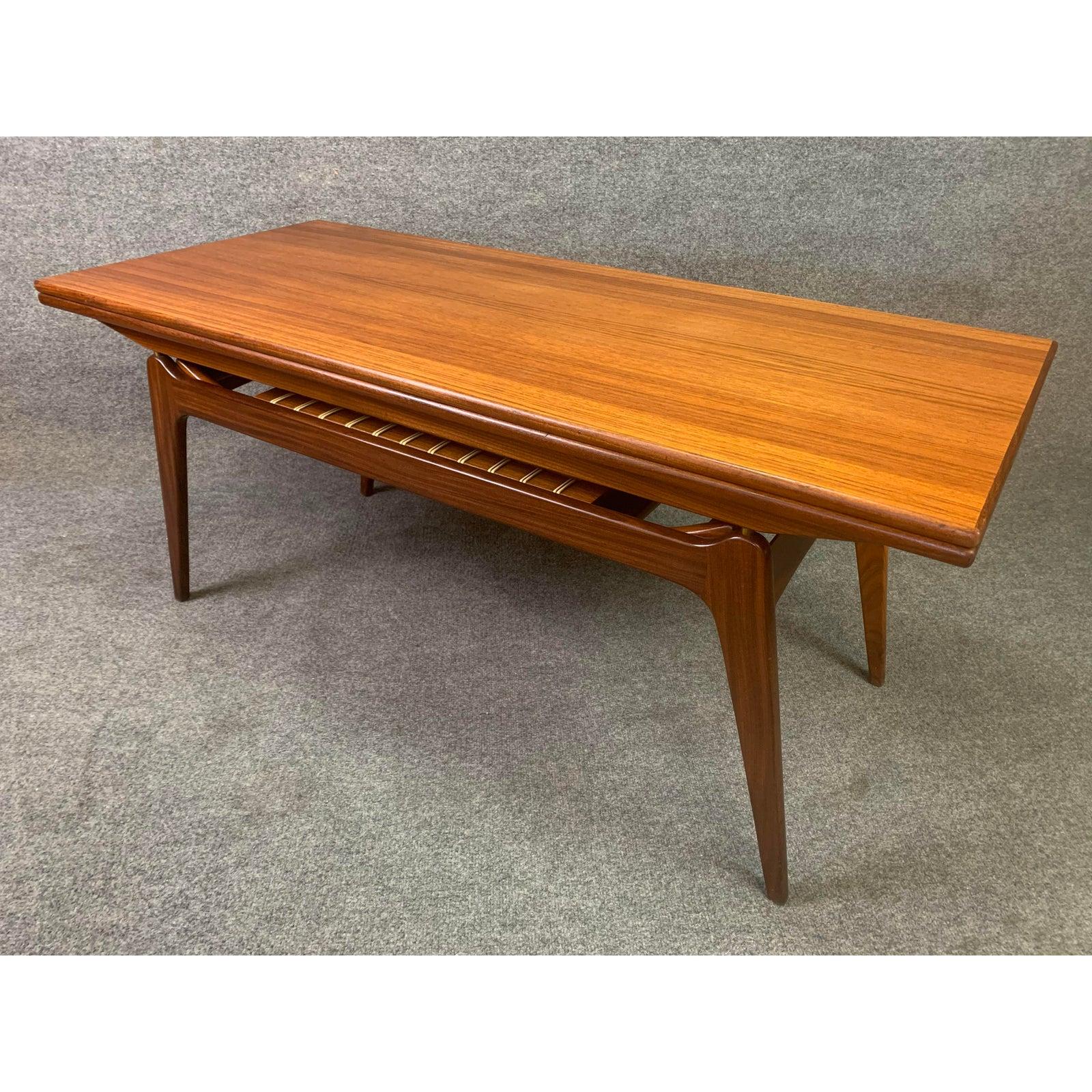 Vintage Danish Midcentury Teak Elevator Coffee-Dining Table by B.C. Mobler 1