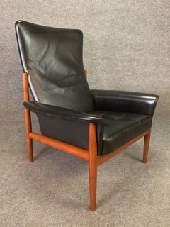Vintage Danish Midcentury Teak and Leather Lounge Chair by Grete Jalk