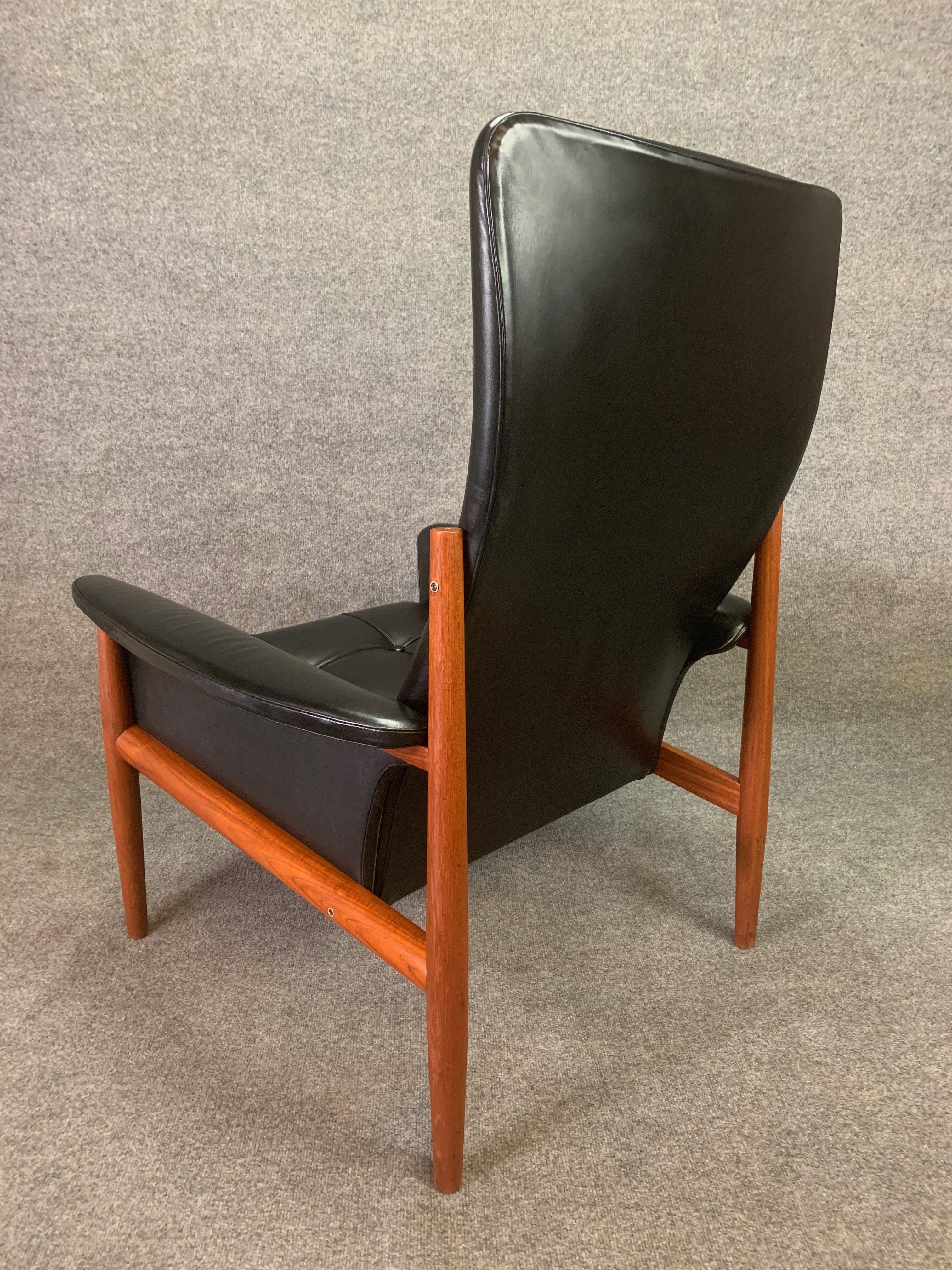 Woodwork Vintage Danish Midcentury Teak and Leather Lounge Chair by Grete Jalk For Sale