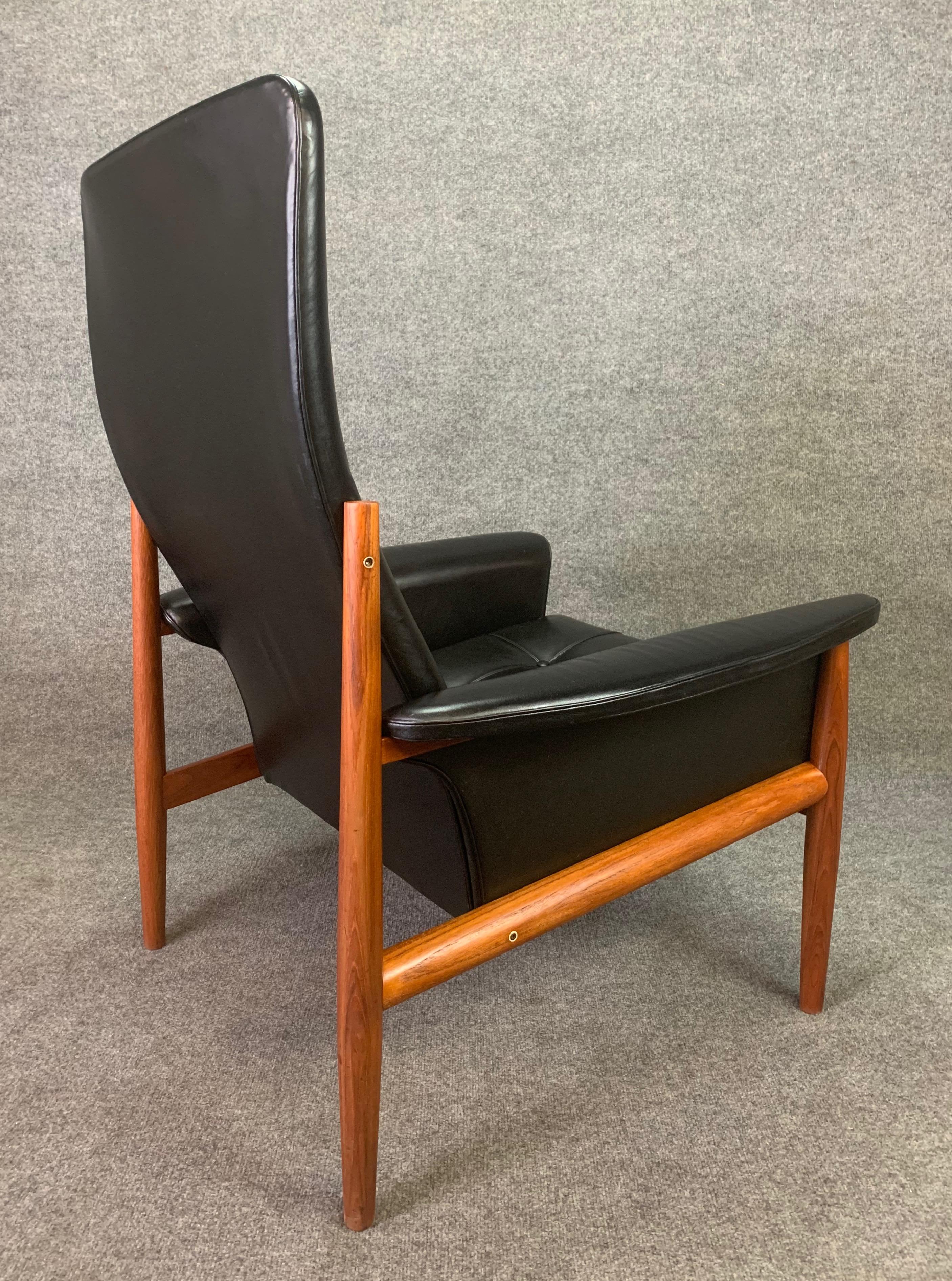 Vintage Danish Midcentury Teak and Leather Lounge Chair by Grete Jalk In Good Condition For Sale In San Marcos, CA