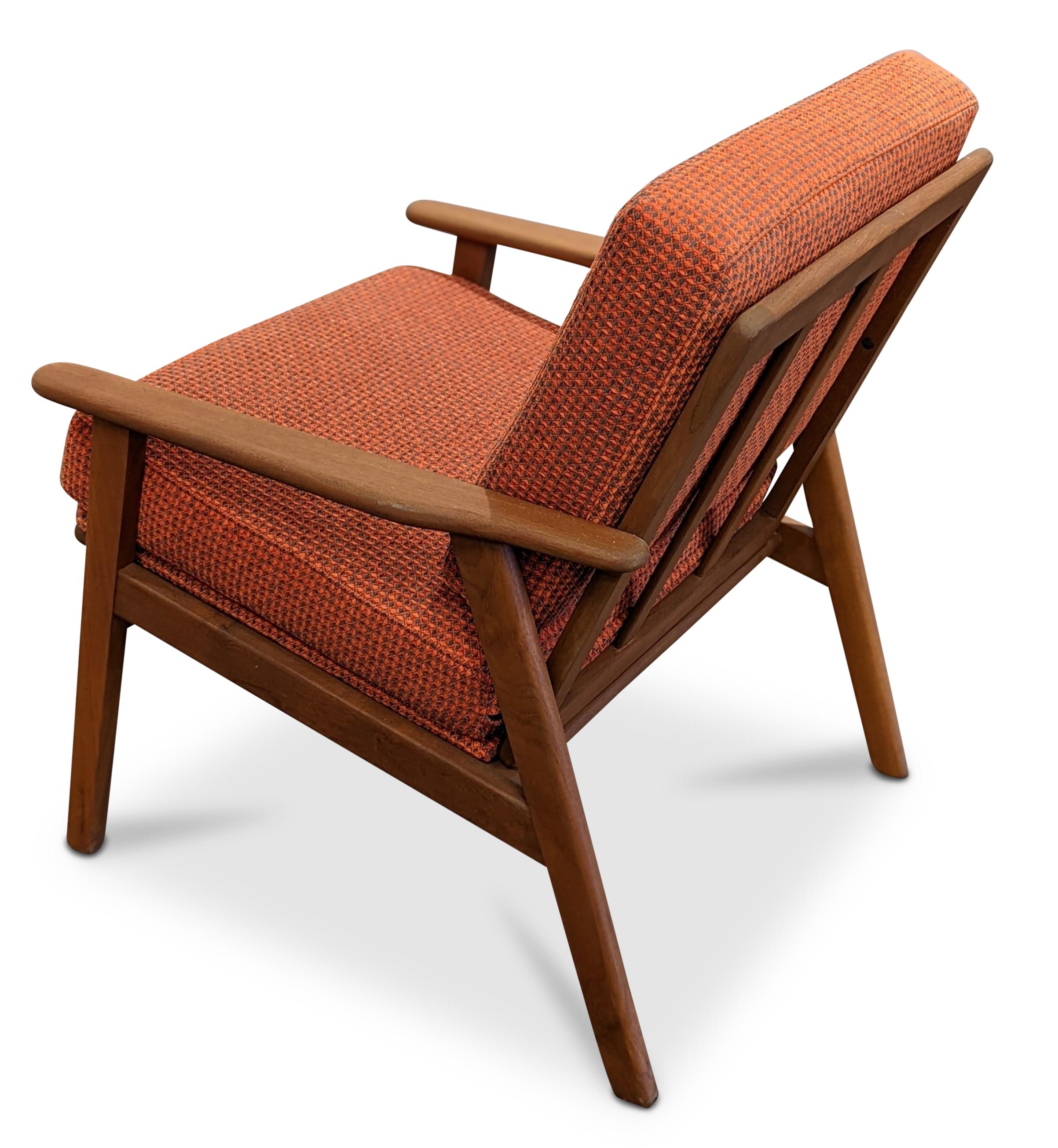 Vintage Danish Mid Century Teak Lounge Chair, Orange 2