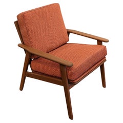 Vintage Danish Mid Century Teak Lounge Chair, Orange
