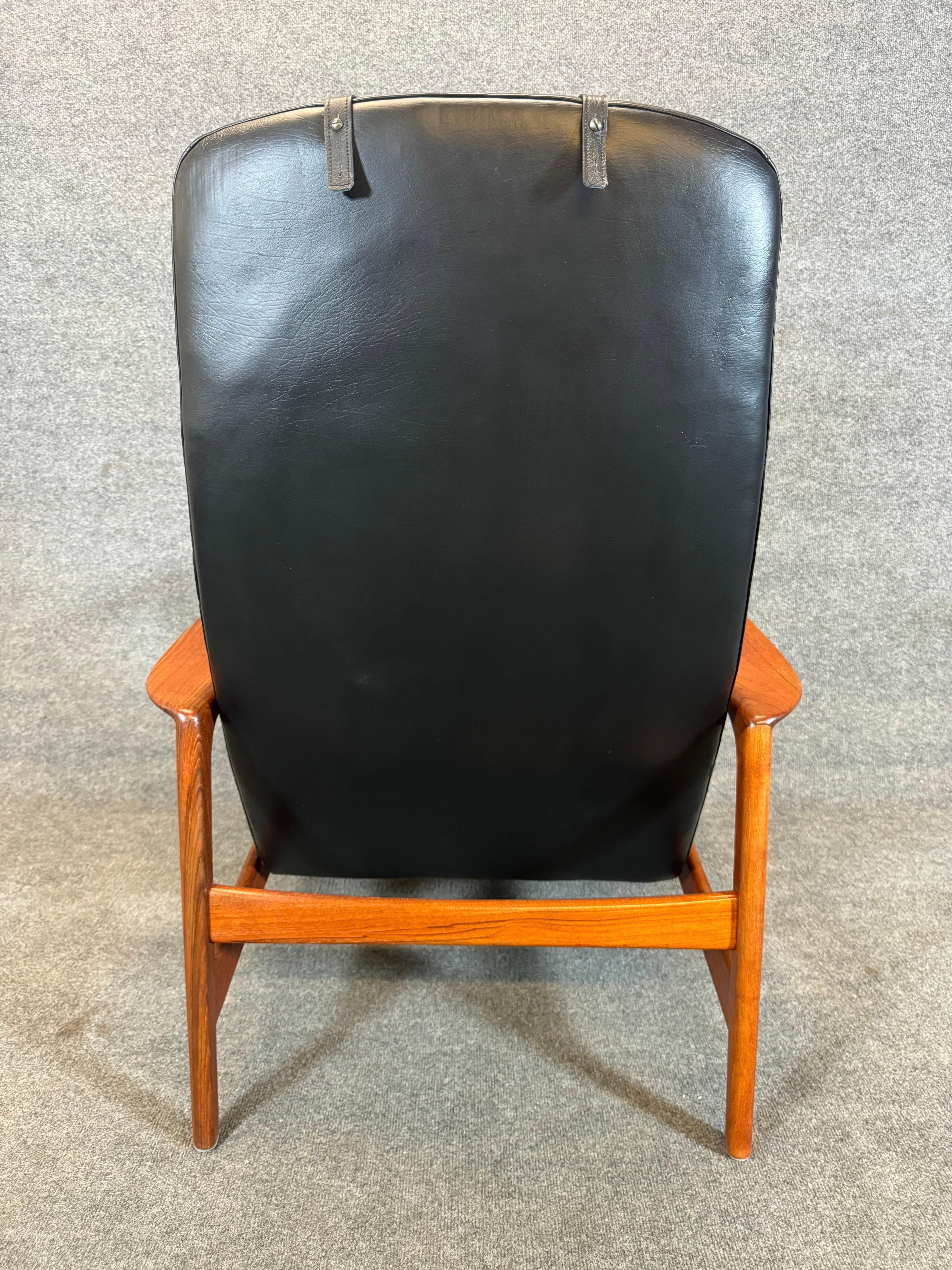 Scandinavian Modern Vintage Danish Mid Century Teak Lounge Chair + Ottoman by Folke Ohlsson for DUX