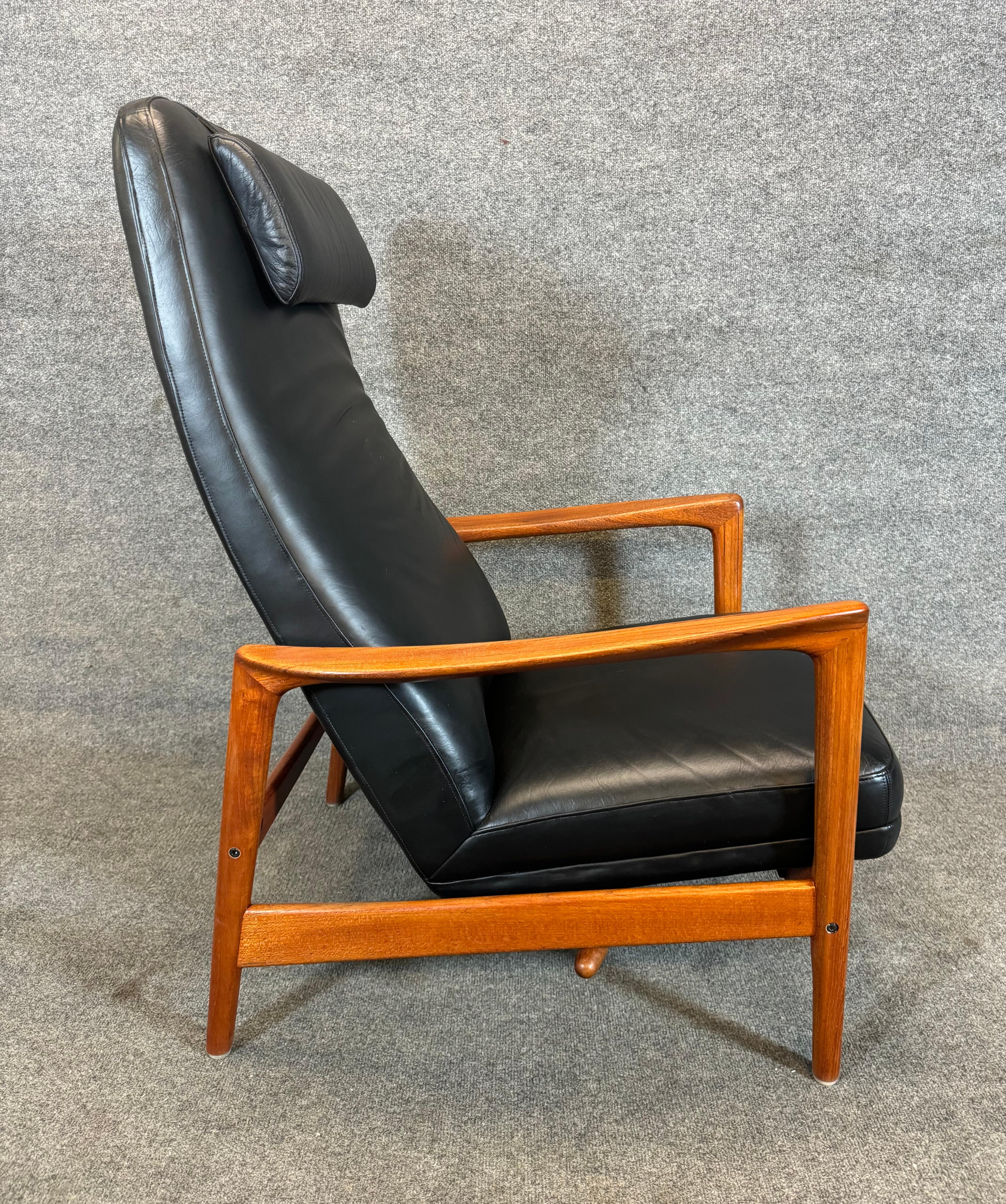 Mid-20th Century Vintage Danish Mid Century Teak Lounge Chair + Ottoman by Folke Ohlsson for DUX