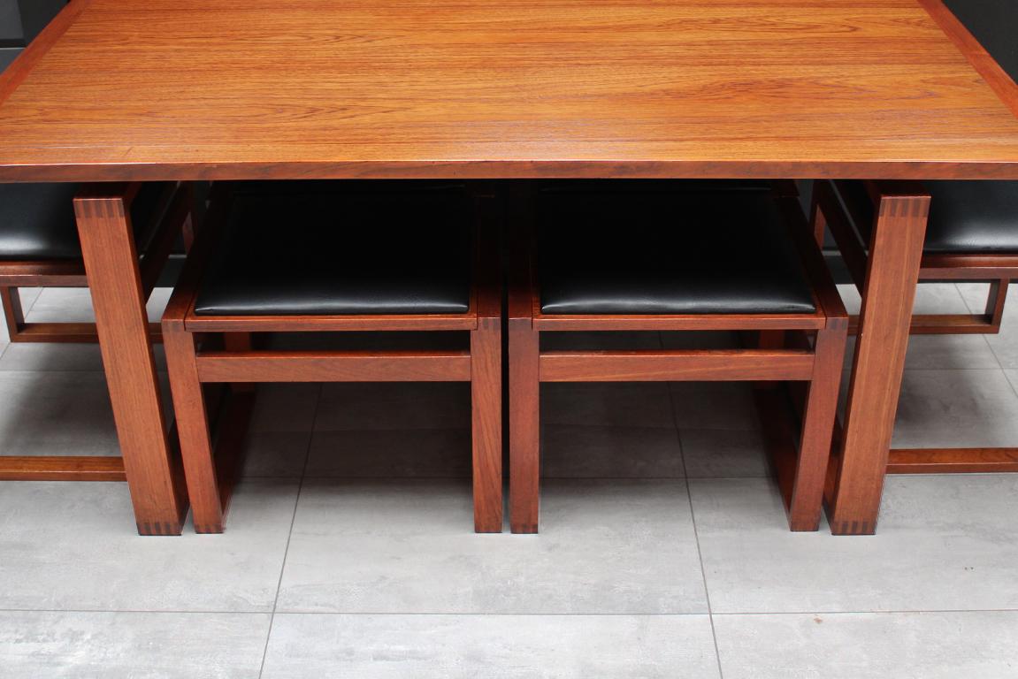 Vintage Danish Midcentury Teak Lounge Dining Table and Stools by Erik Buch 2