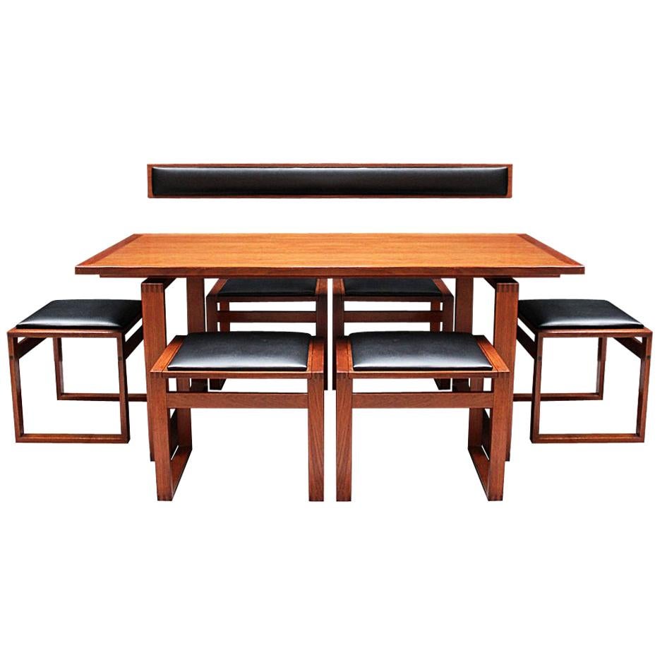 Vintage Danish Midcentury Teak Lounge Dining Table and Stools by Erik Buch