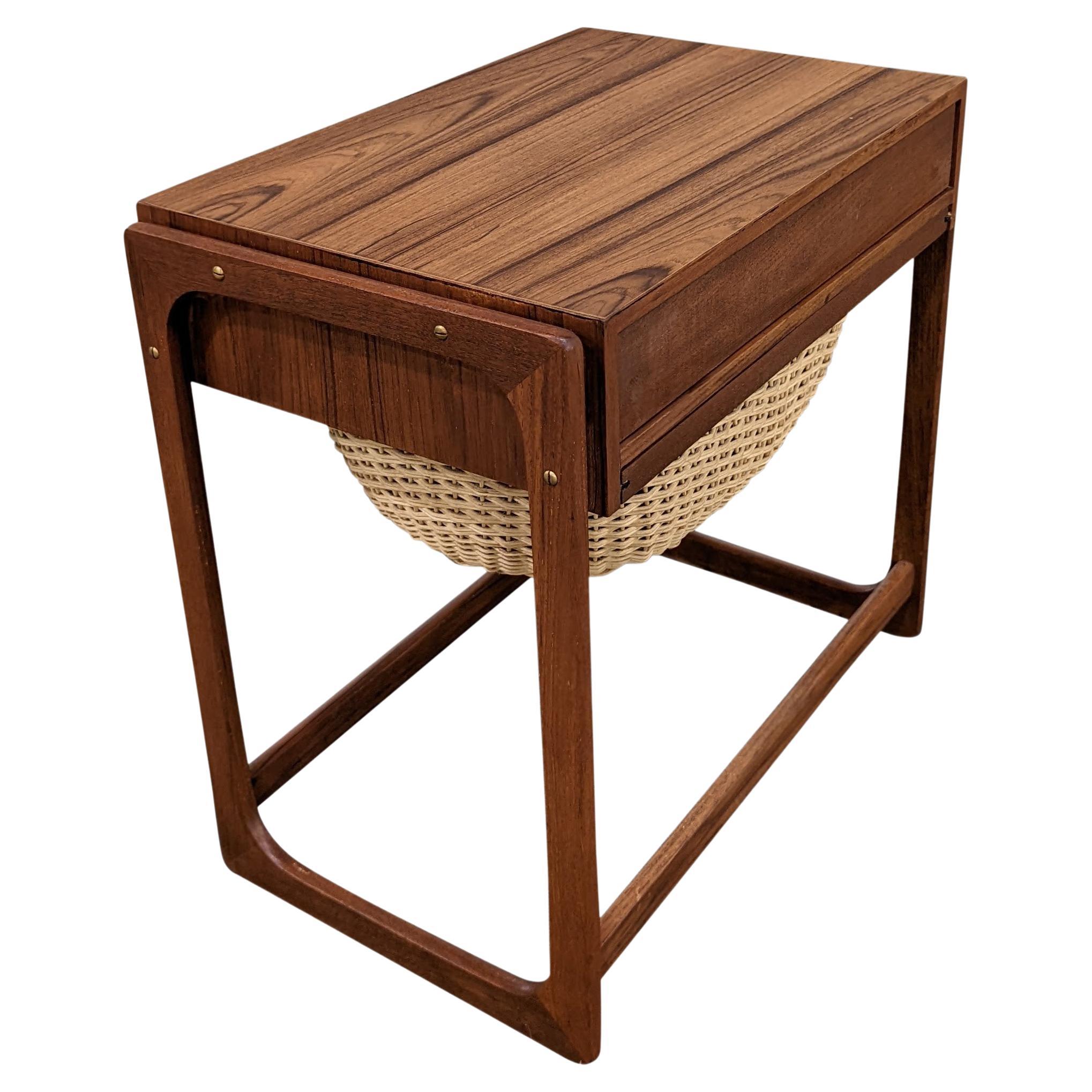 Vintage Danish Mid Century Teak Sewing Side Table "6163" at 1stDibs
