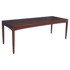 Mesa baja o banco rectangular de teca danesa vintage de mediados de siglo