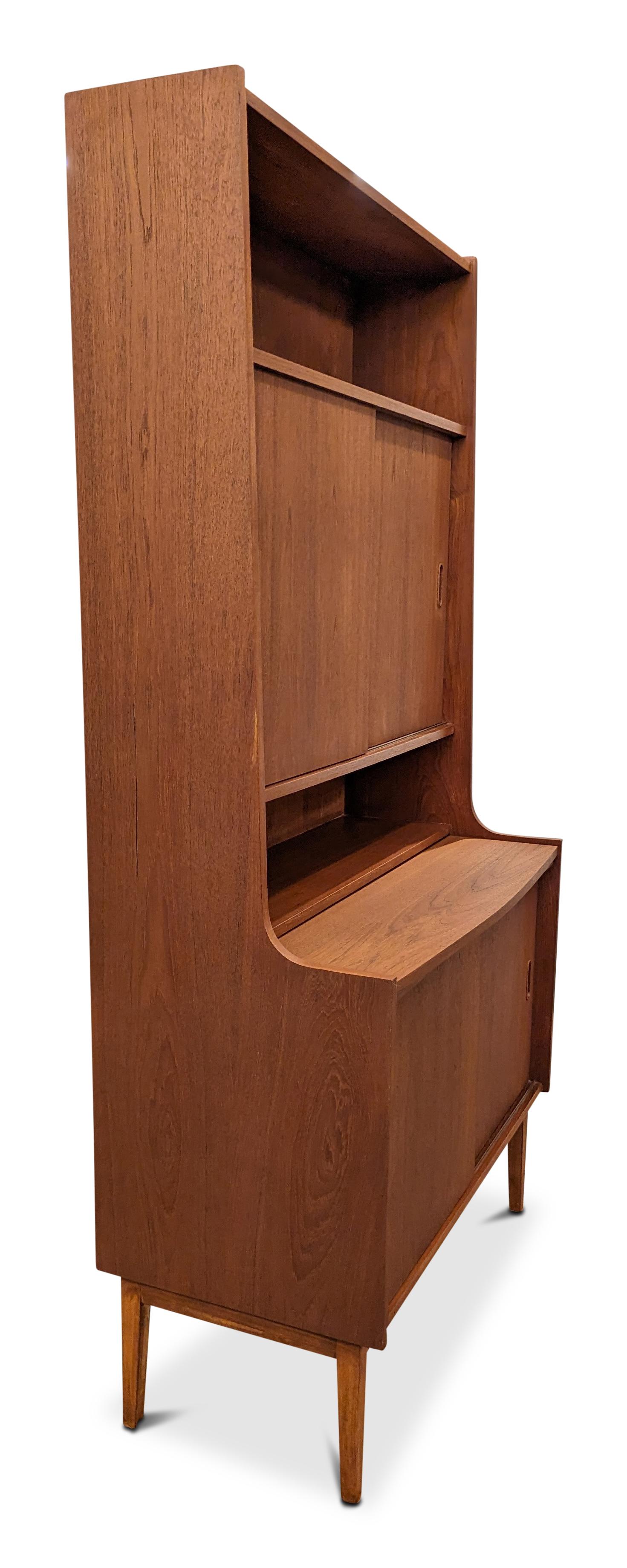 Vintage Danish Mid Century Teak Secretary Bookcase - 022410 For Sale 5