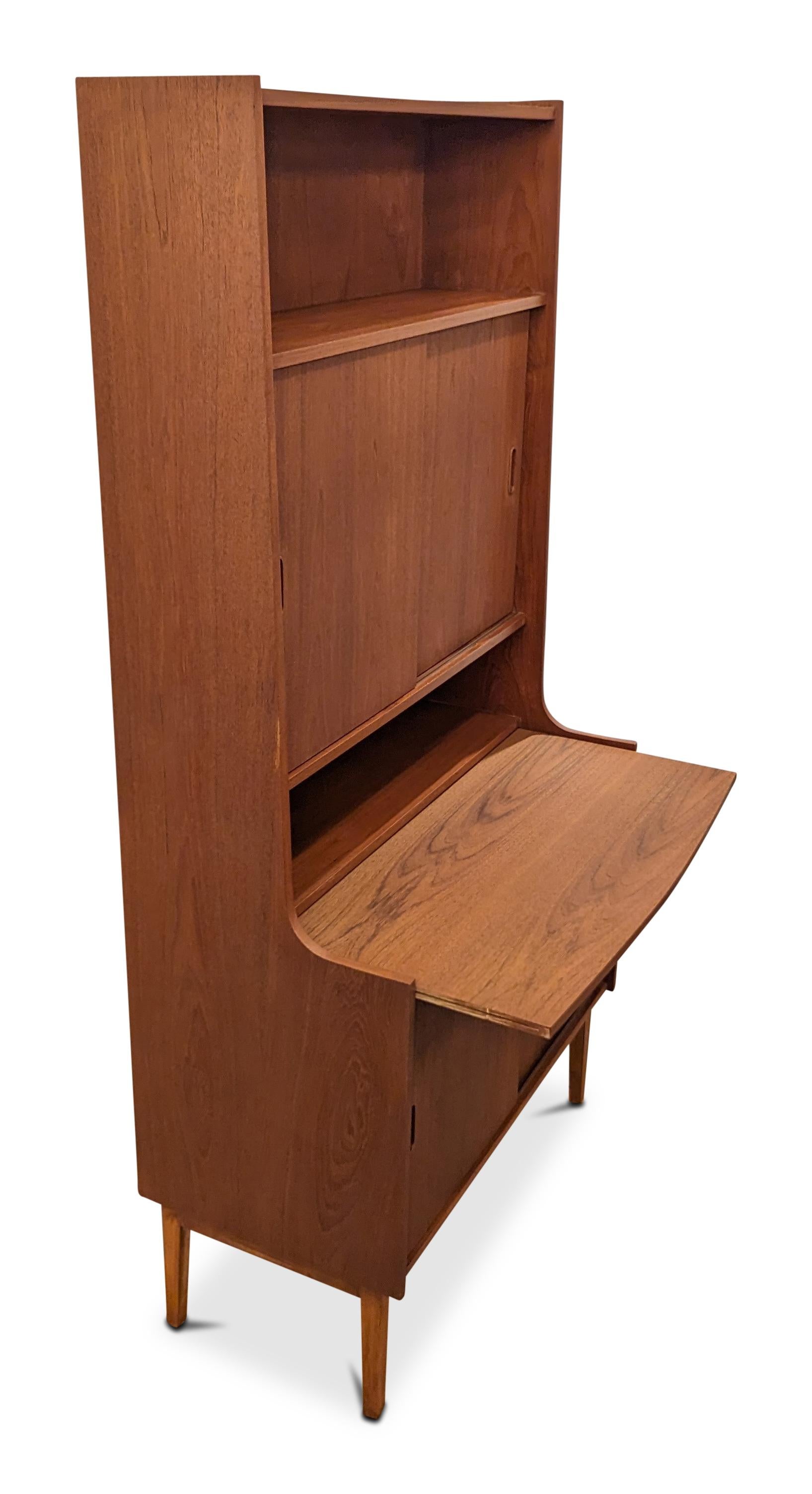 Vintage Danish Mid Century Teak Secretary Bookcase - 022410 For Sale 3