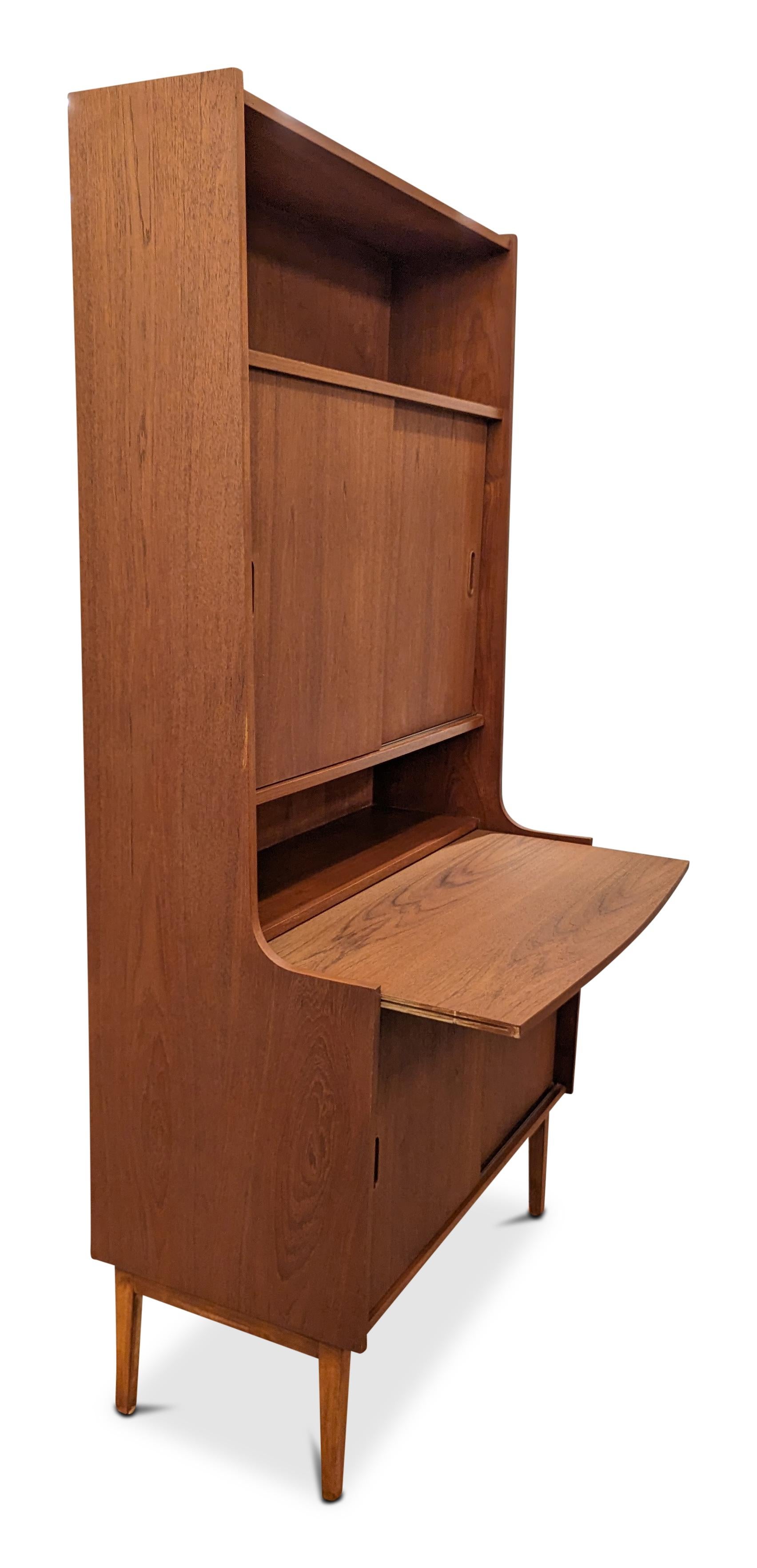 Vintage Danish Mid Century Teak Secretary Bookcase - 022410 For Sale 4