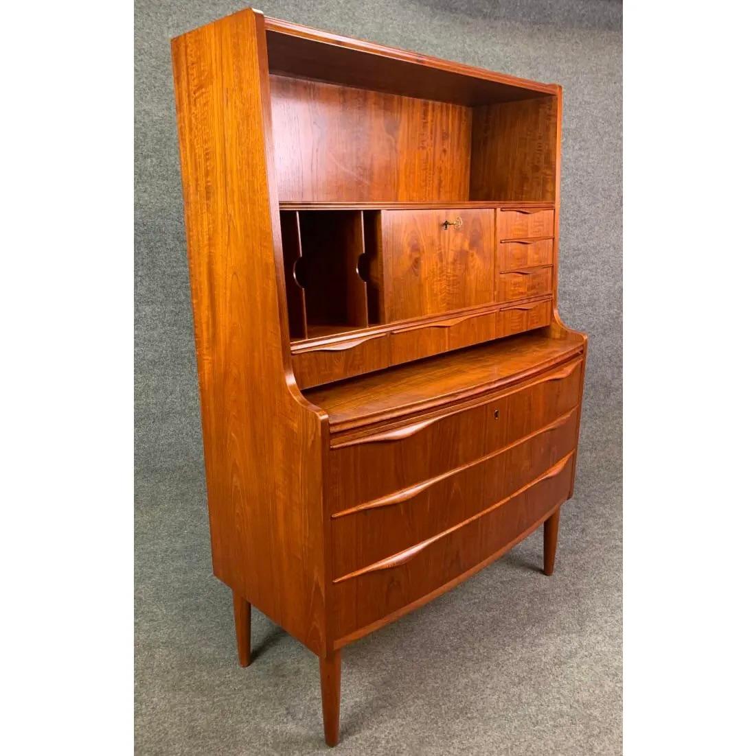 Woodwork Vintage Danish Mid Century Teak Secretary Desk Attributed to Erling Torvits For Sale
