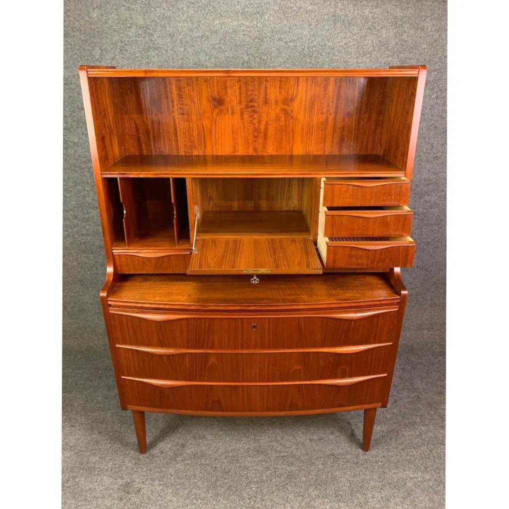 Vintage Danish Mid Century Teak Secretary Desk Attributed to Erling Torvits In Good Condition For Sale In San Marcos, CA
