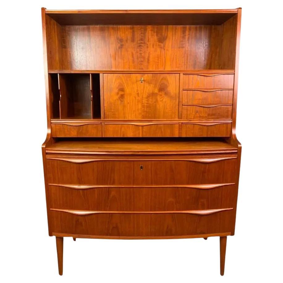 Vintage Danish Mid Century Teak Secretary Desk Attributed to Erling Torvits For Sale