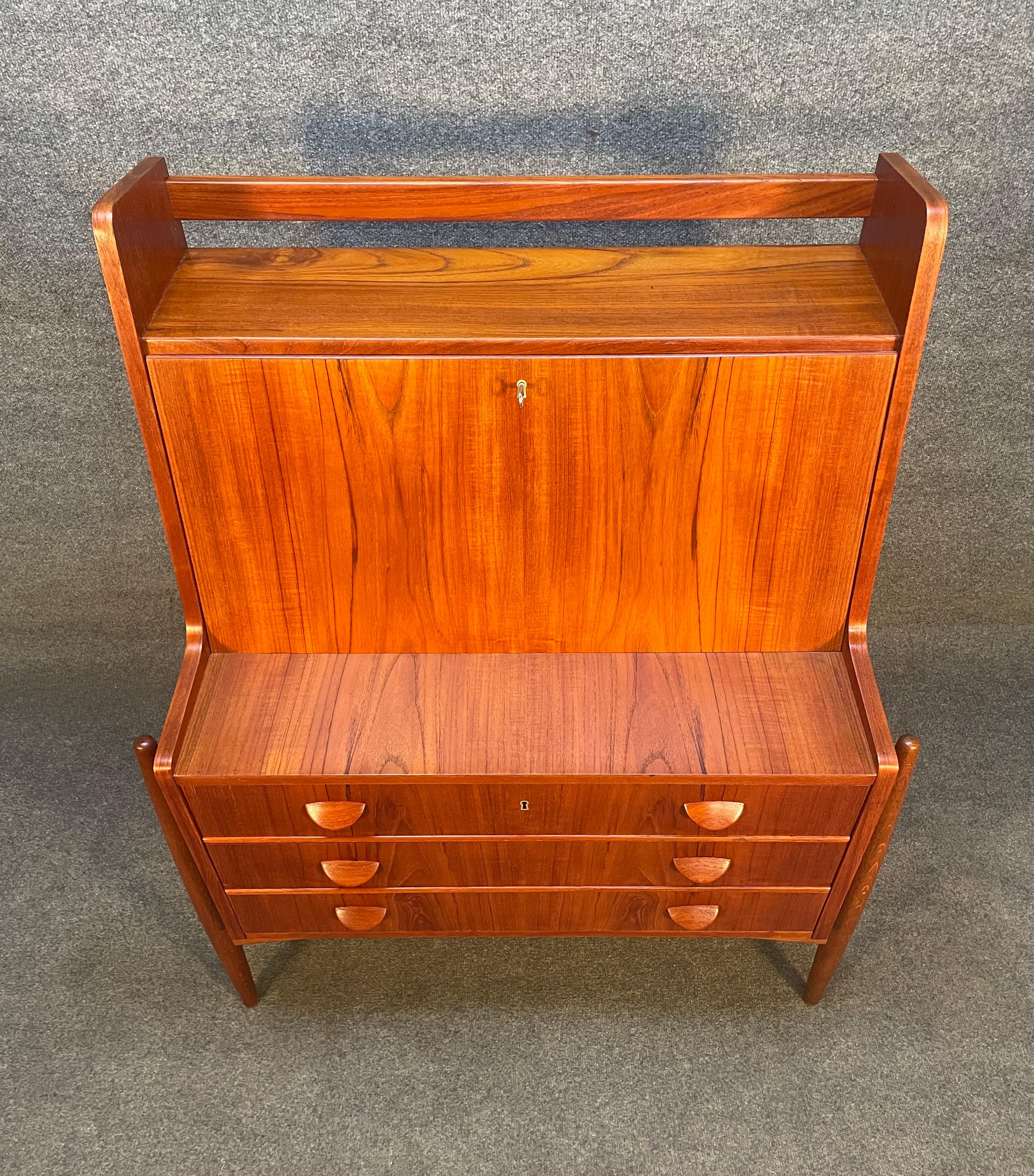 Vintage Danish Midcentury Teak Secretary Desk Attributed to Johannes Andersen 4