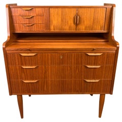 Vintage Danish Midcentury Teak Secretary Desk Attributed to Johannes Andersen