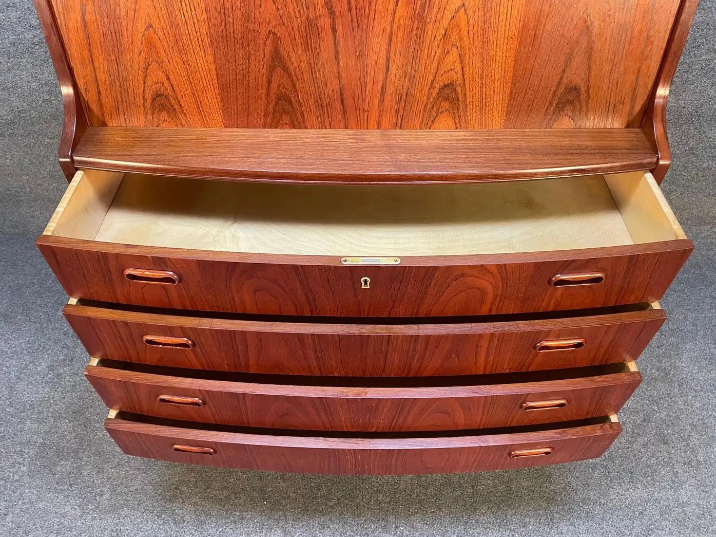Vintage Danish Mid Century Teak Secretary Desk in the Manner of Arne Vodder For Sale 4