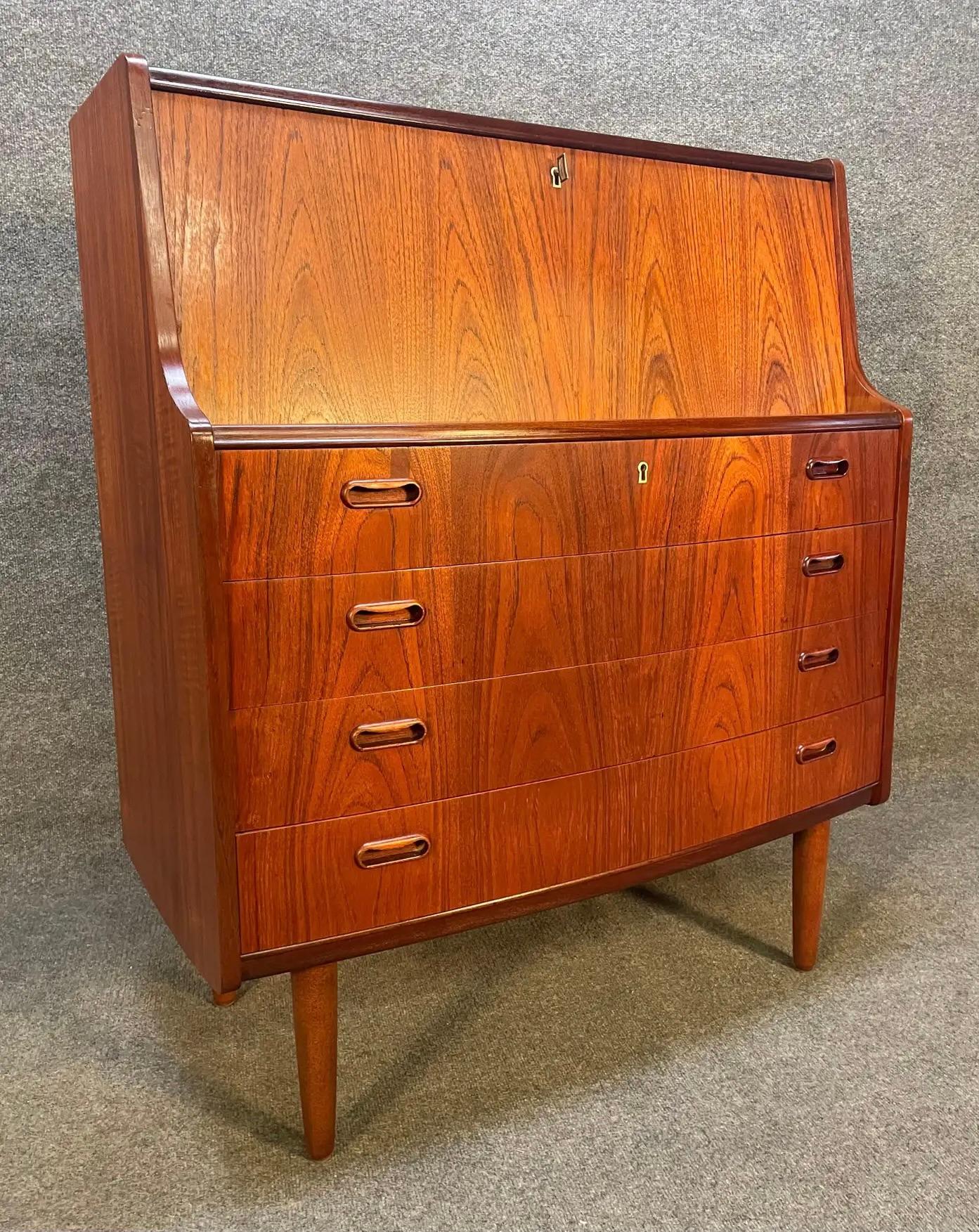 Woodwork Vintage Danish Mid Century Teak Secretary Desk in the Manner of Arne Vodder For Sale