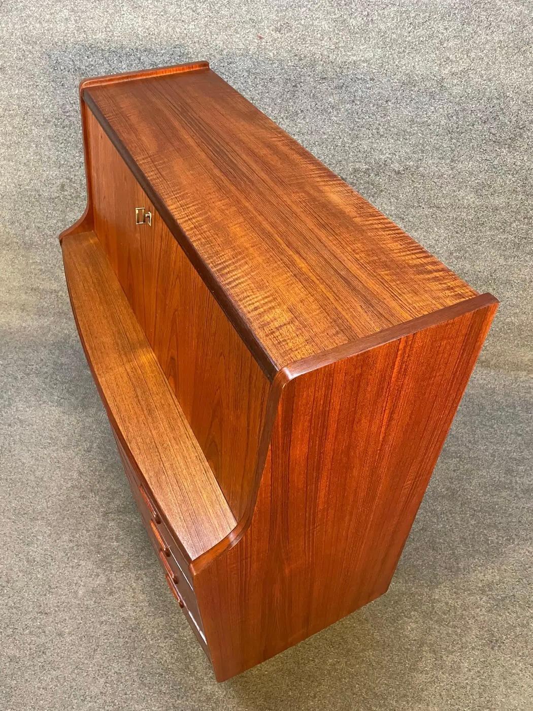Mid-20th Century Vintage Danish Mid Century Teak Secretary Desk in the Manner of Arne Vodder For Sale