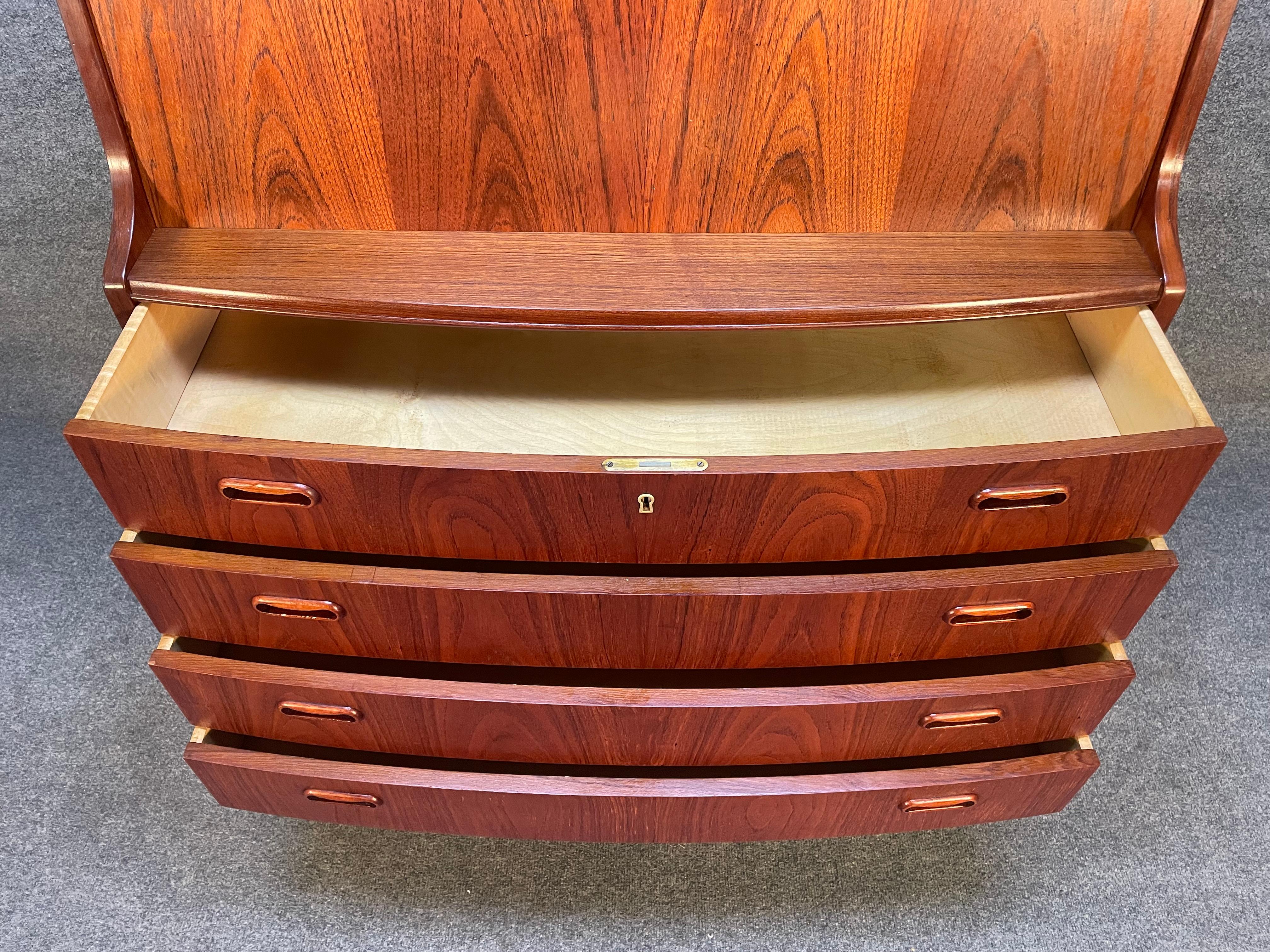 Vintage Danish Midcentury Teak Secretary Desk in the Manner of Arne Vodder For Sale 1