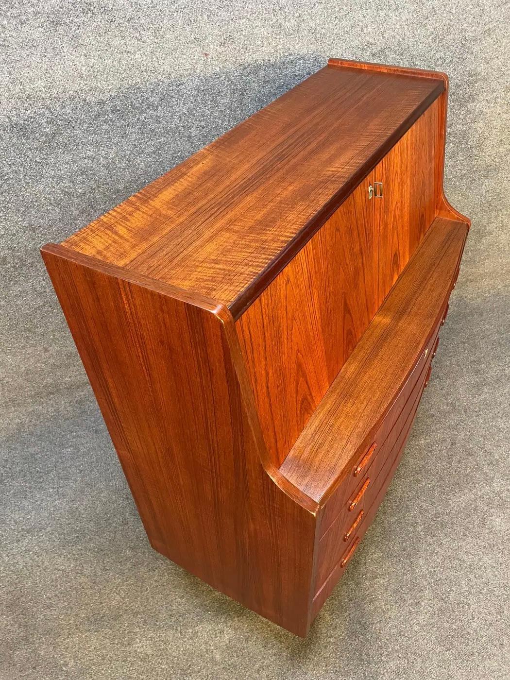 Vintage Danish Mid Century Teak Secretary Desk in the Manner of Arne Vodder For Sale 1