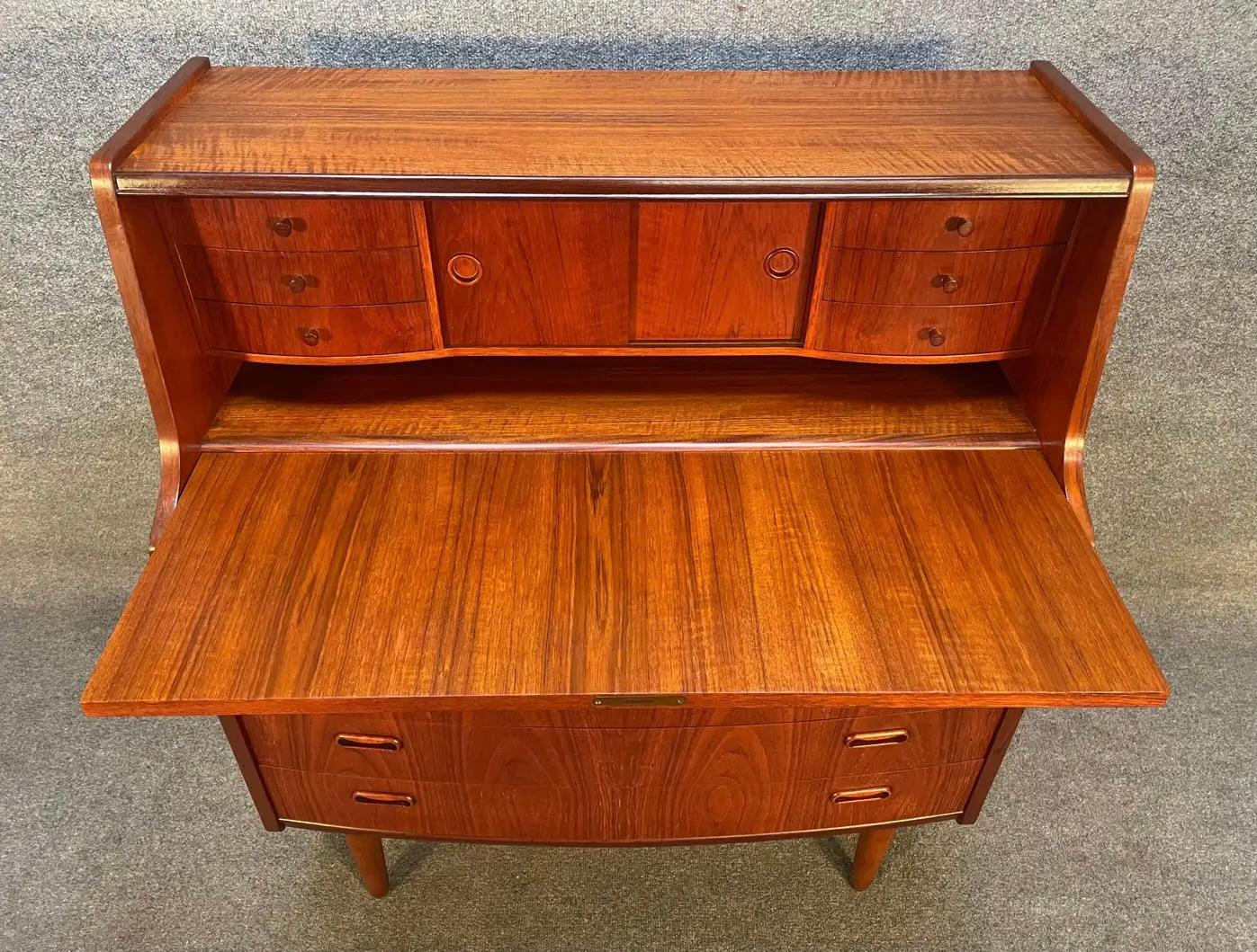Vintage Danish Mid Century Teak Secretary Desk in the Manner of Arne Vodder For Sale 2