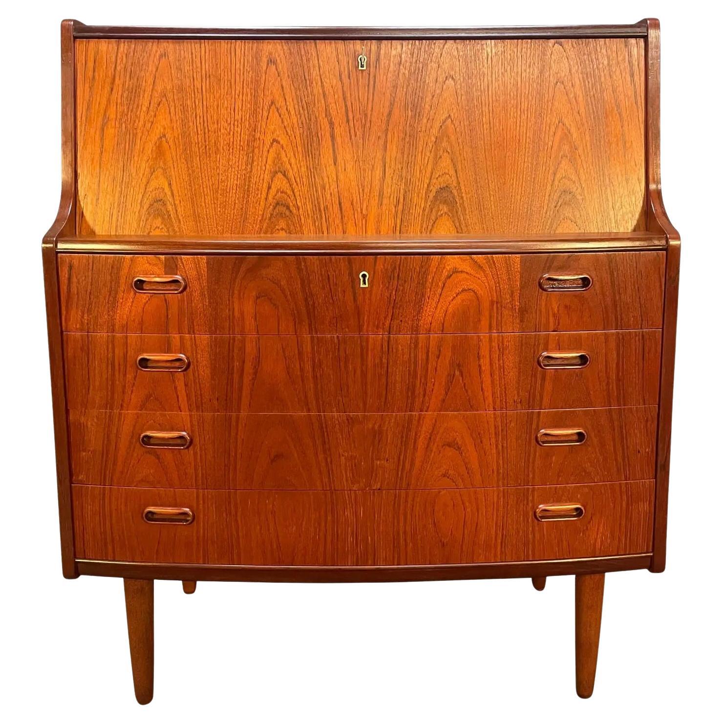 Vintage Danish Midcentury Teak Secretary Desk in the Manner of Arne Vodder For Sale