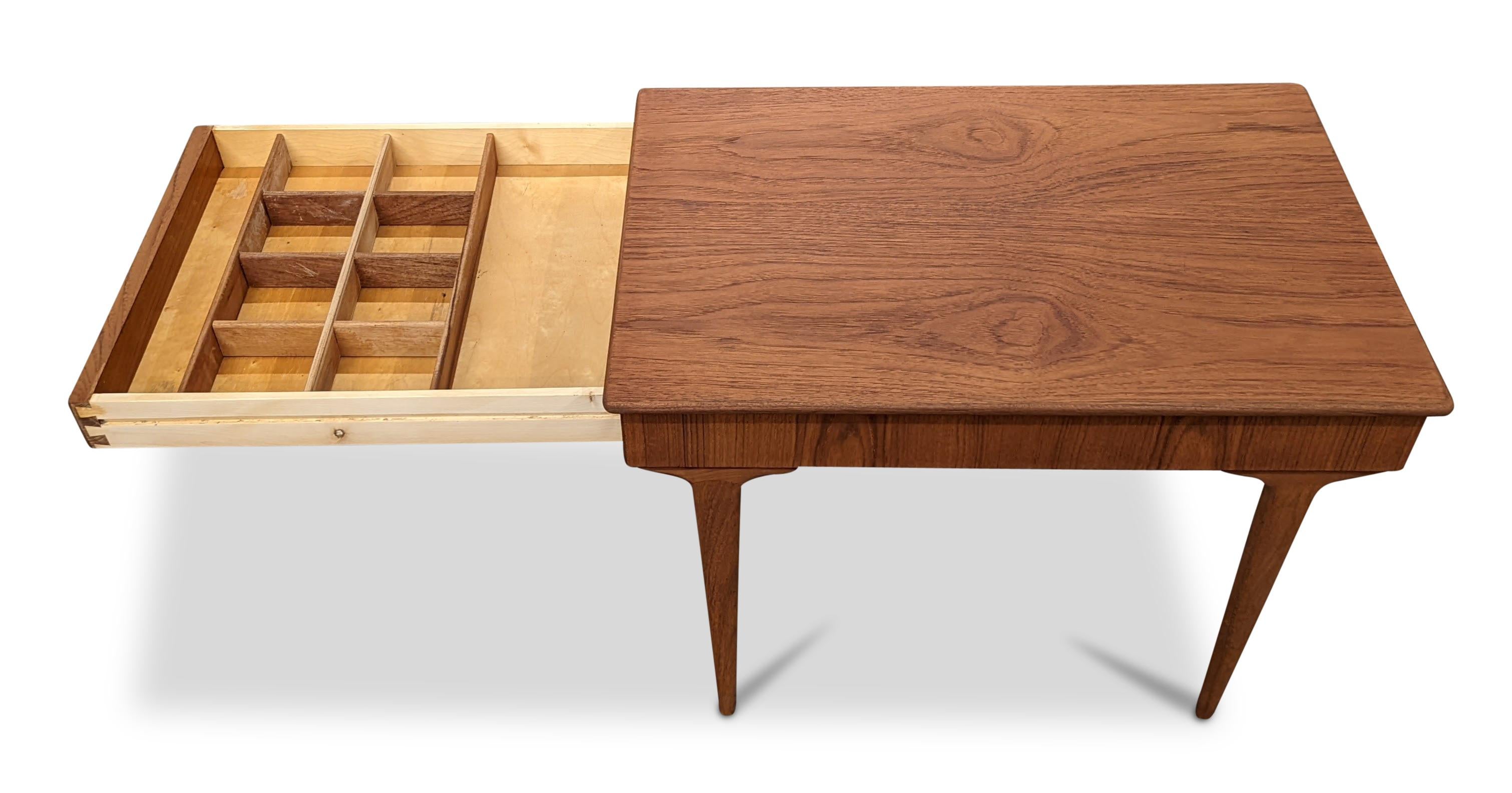 Vintage Danish Mid Century Teak Sewing Side Table 
