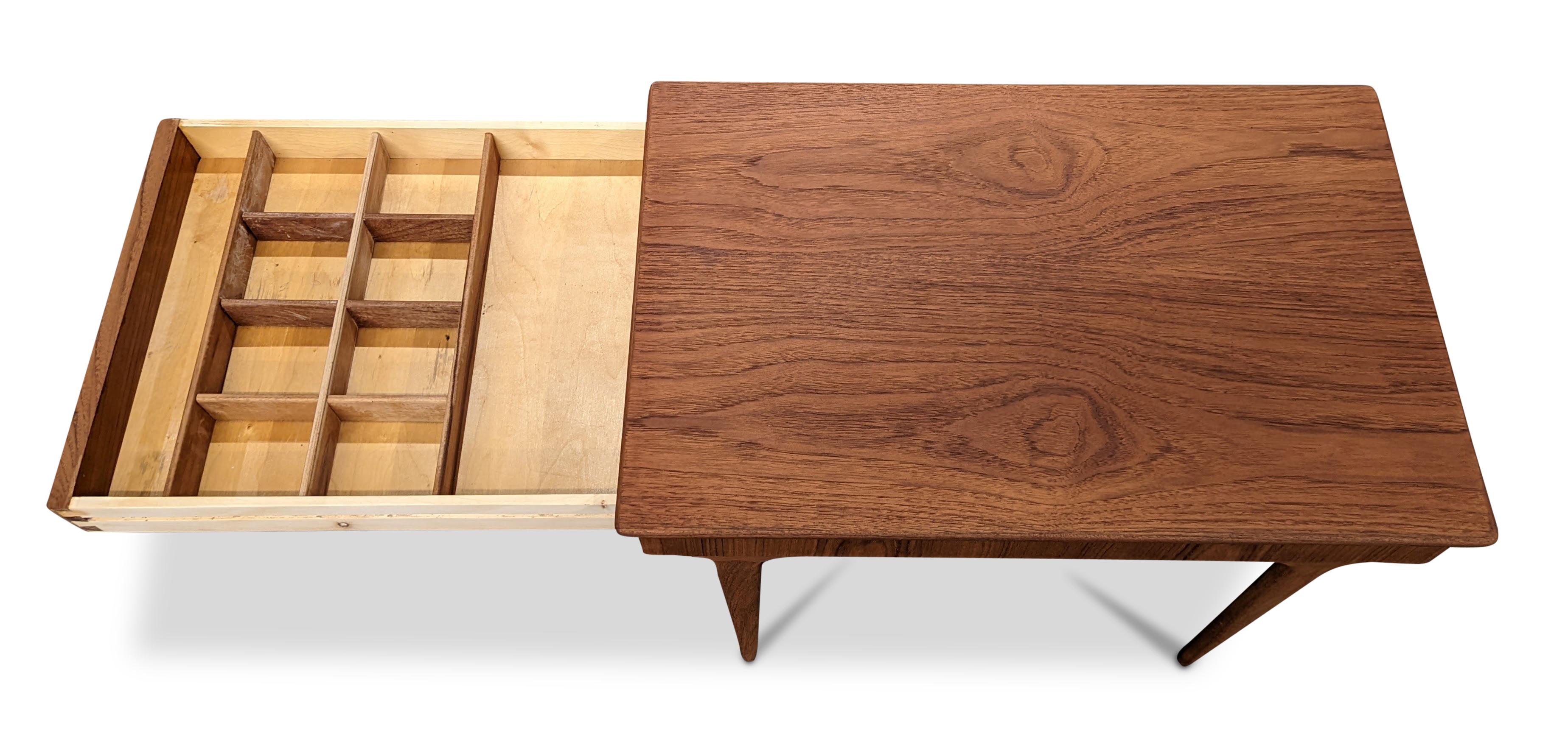 Vintage Danish Mid Century Teak Sewing Side Table 