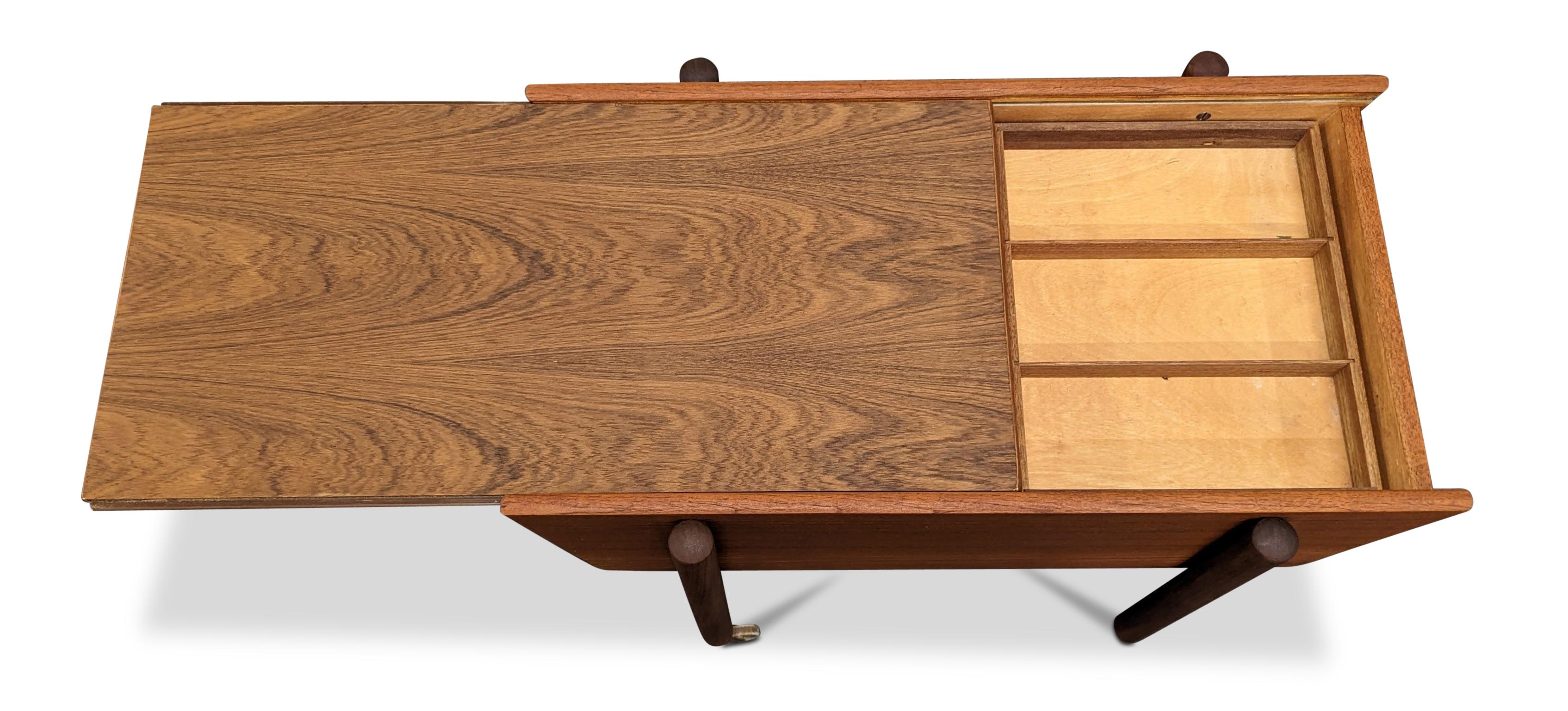 Mid-Century Modern Vintage Danish Midcentury Teak Sewing Table, 022359