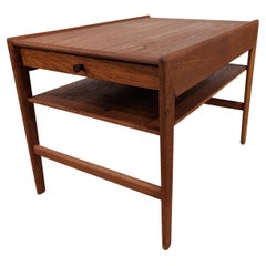 Vintage Danish Mid-Century Teak Sewing Table W Drawer "4021"
