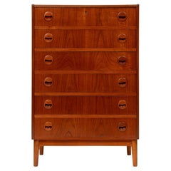 Vintage Danish Mid-Century Teak Six Drawer Dresser