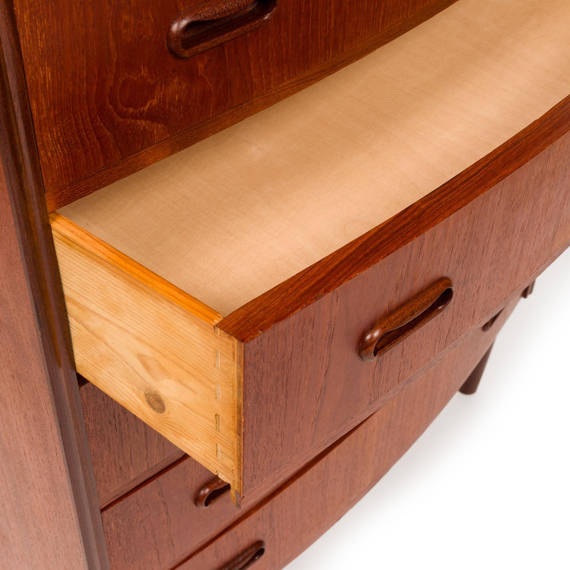 Vintage Danish Mid-Century Teak Six Drawer Tallboy Dresser For Sale 2