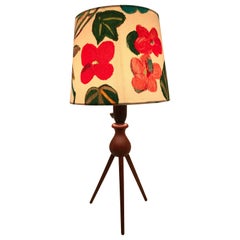 Vintage Danish Midcentury Teak Table Lamp with a Limited Edition Artbymaj Shade