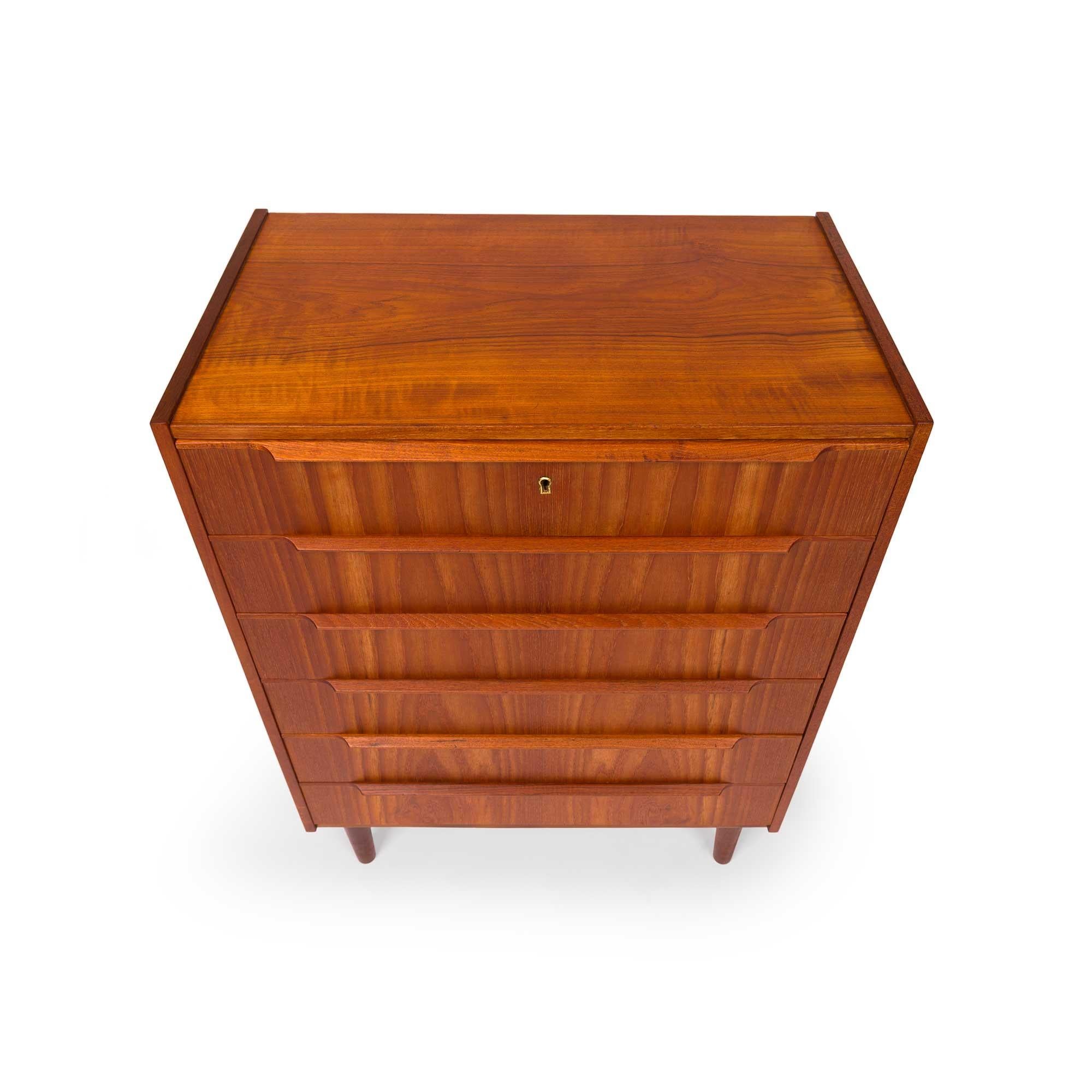 20th Century Vintage Danish Mid-Century Teak Tallboy Dresser For Sale