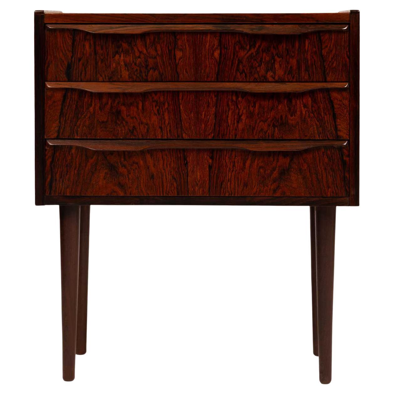 Vintage Danish Mid-Century Three Drawer Rosewood Chest