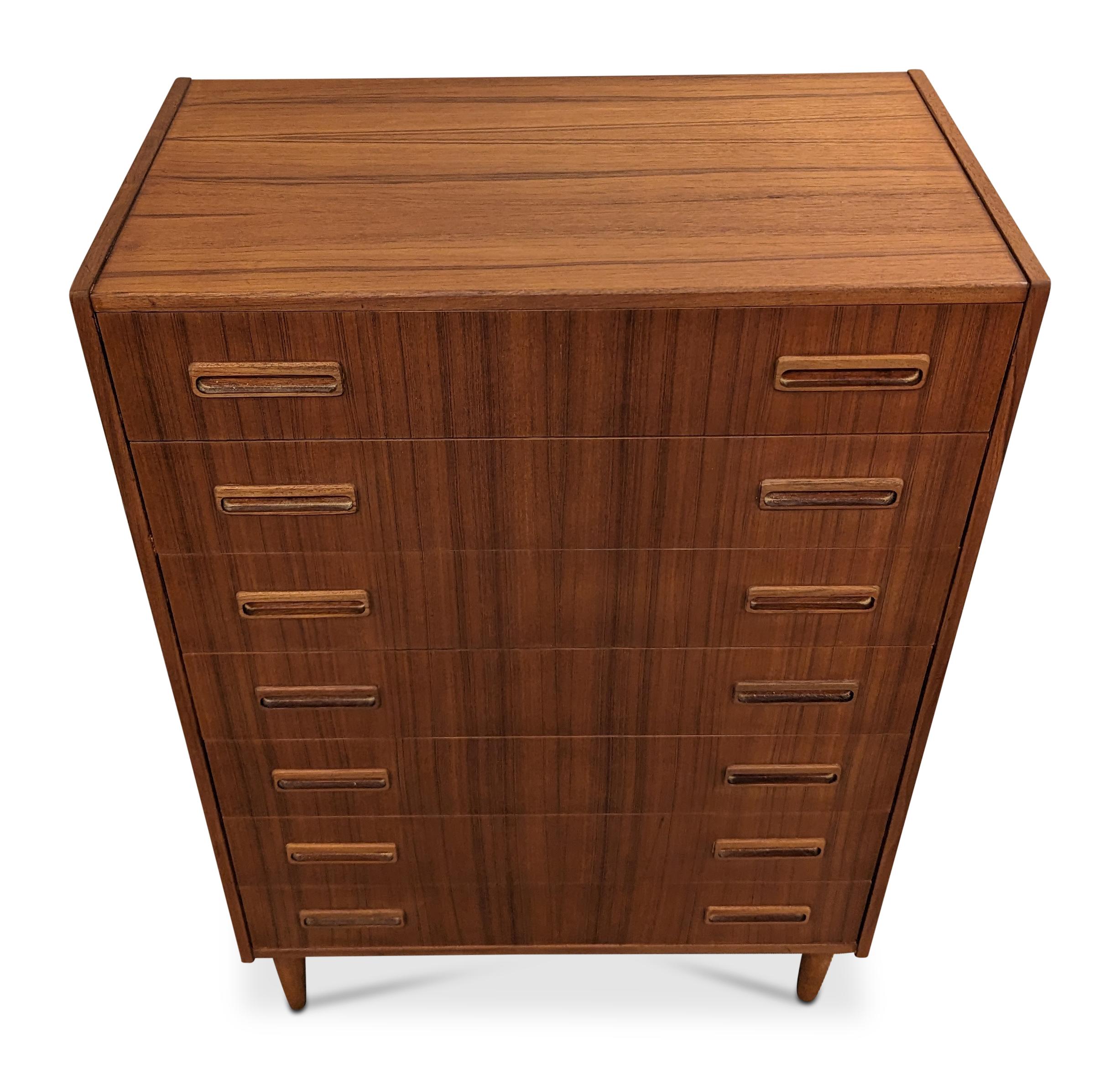 Mid-20th Century Vintage Danish Mid Century Westergaard Tall Boy Teak Dresser- 022444 For Sale