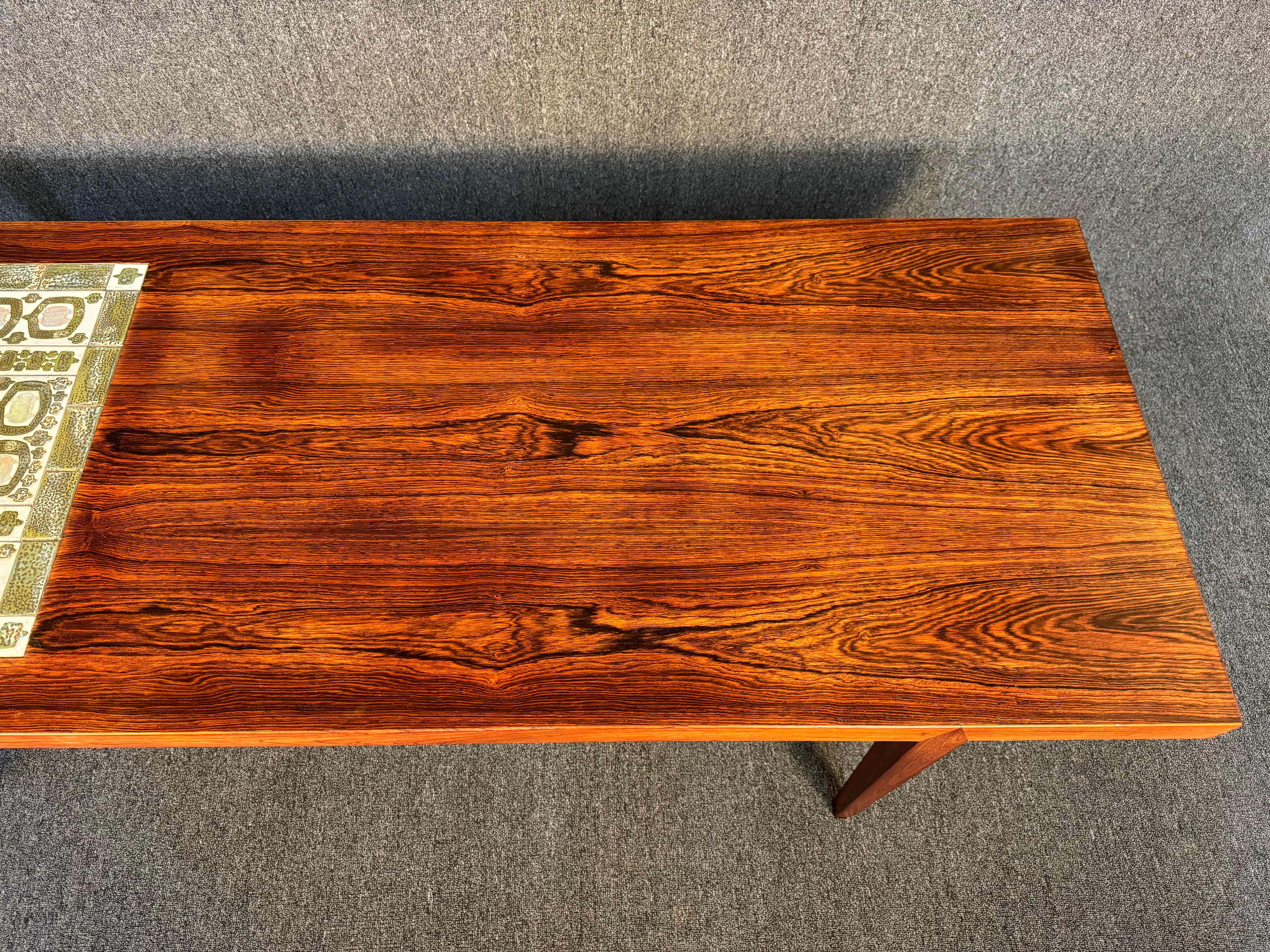 Woodwork Vintage Danish MidCentury Modern Rosewood Coffee Table & Tiles by Severin Hansen For Sale