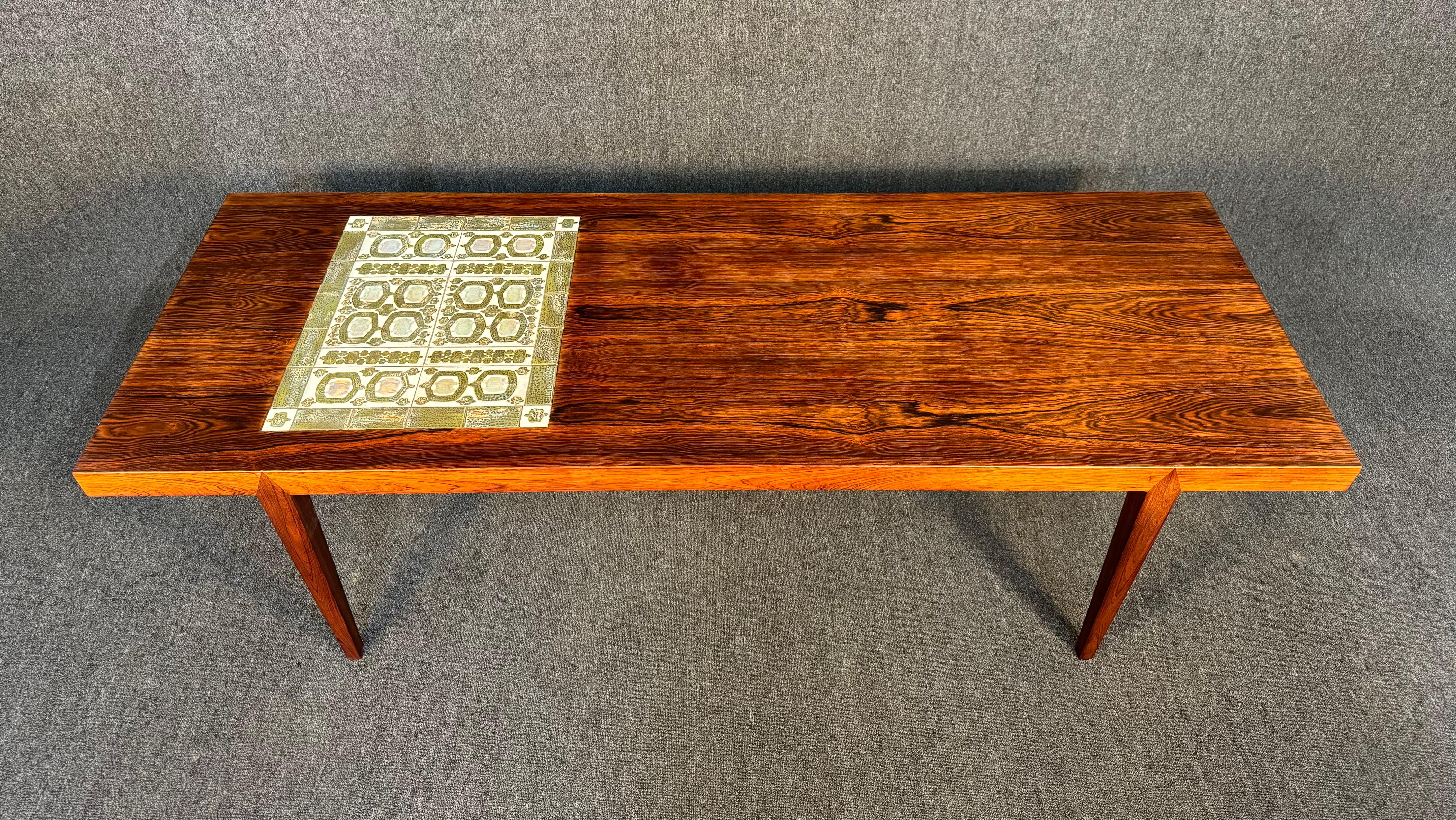 Vintage Danish MidCentury Modern Rosewood Coffee Table & Tiles by Severin Hansen In Good Condition For Sale In San Marcos, CA