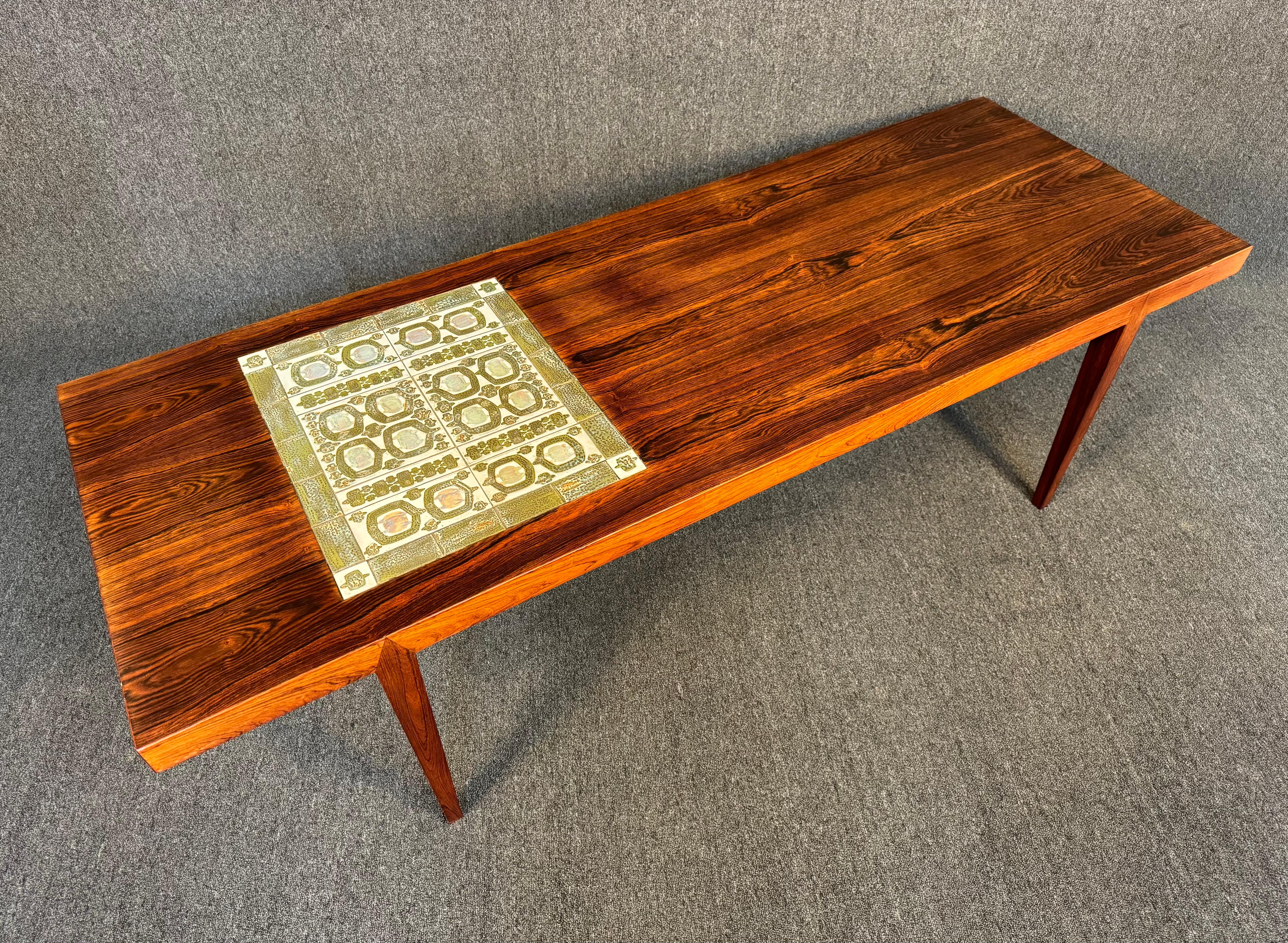 Mid-20th Century Vintage Danish MidCentury Modern Rosewood Coffee Table & Tiles by Severin Hansen For Sale