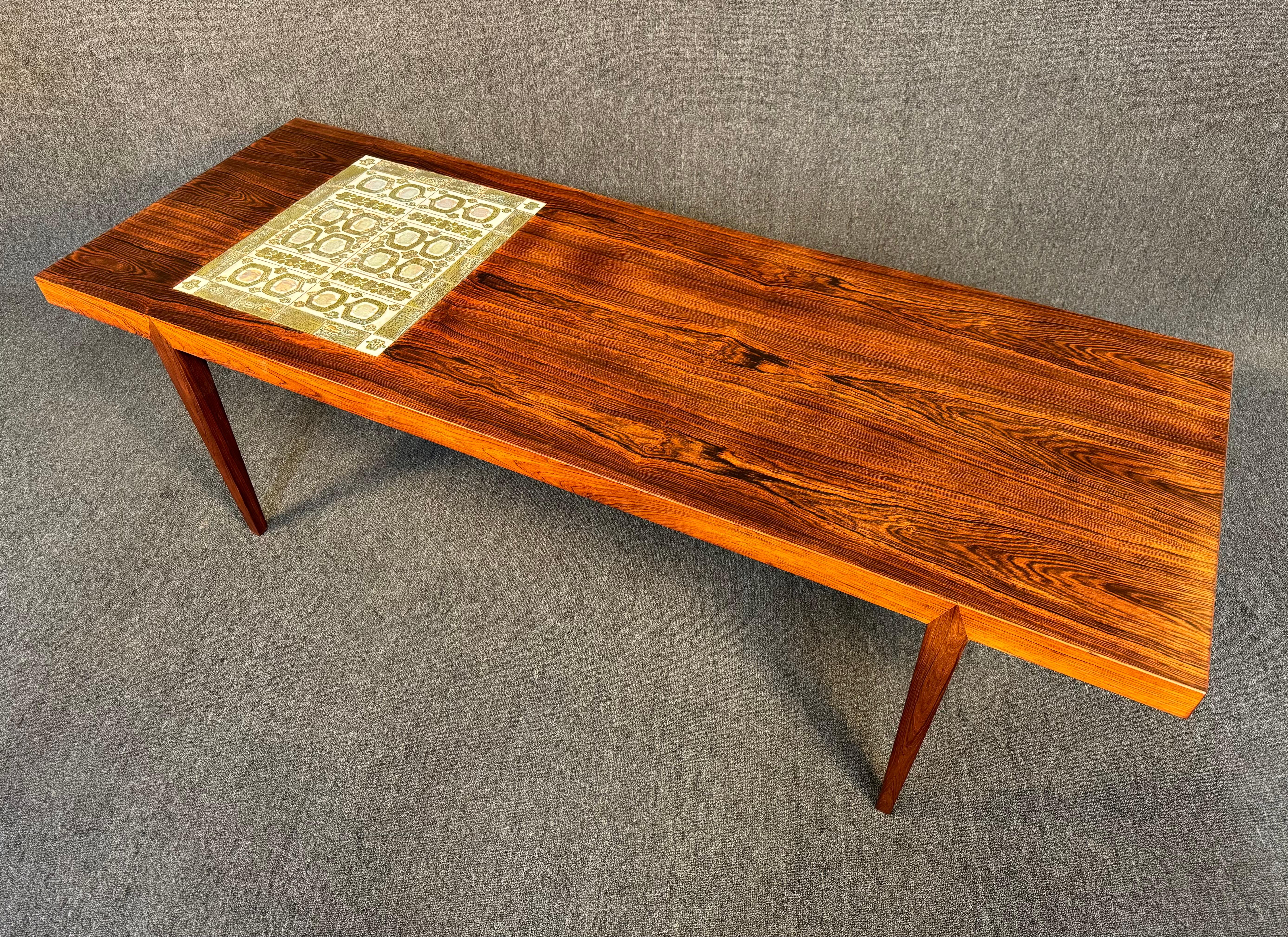 Vintage Danish MidCentury Modern Rosewood Coffee Table & Tiles by Severin Hansen For Sale 1