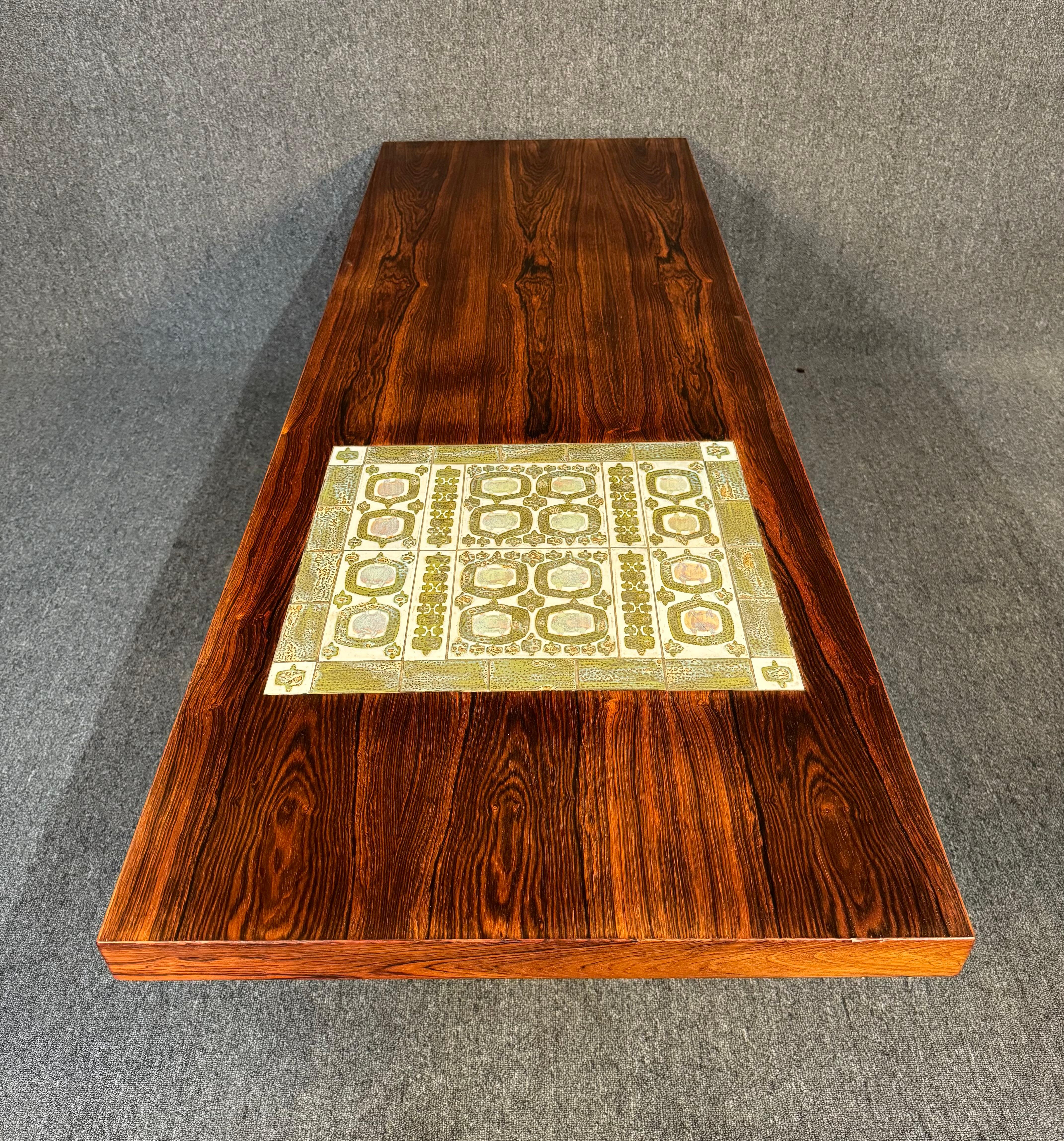 Vintage Danish MidCentury Modern Rosewood Coffee Table & Tiles by Severin Hansen For Sale 3