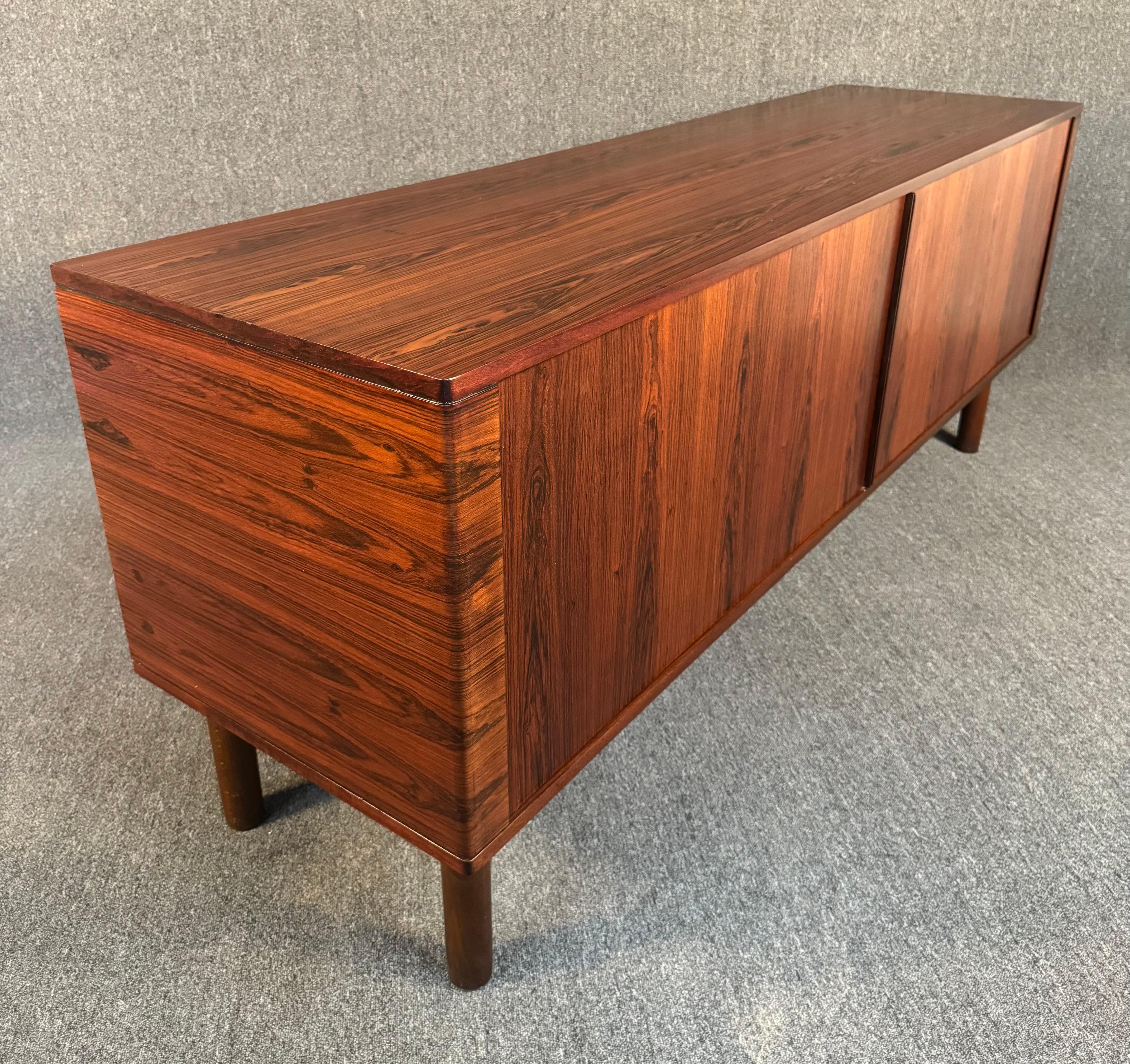 Vintage Danish MidCentury Rosewood Tambour Door Credenza by Hornslet Mobelfabrik For Sale 2