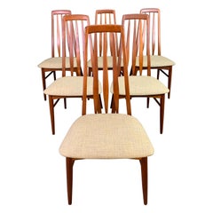 Vintage Danish Midcentury Teak "Eva" Dining Chairs by Niels Koefoed, Set of Six
