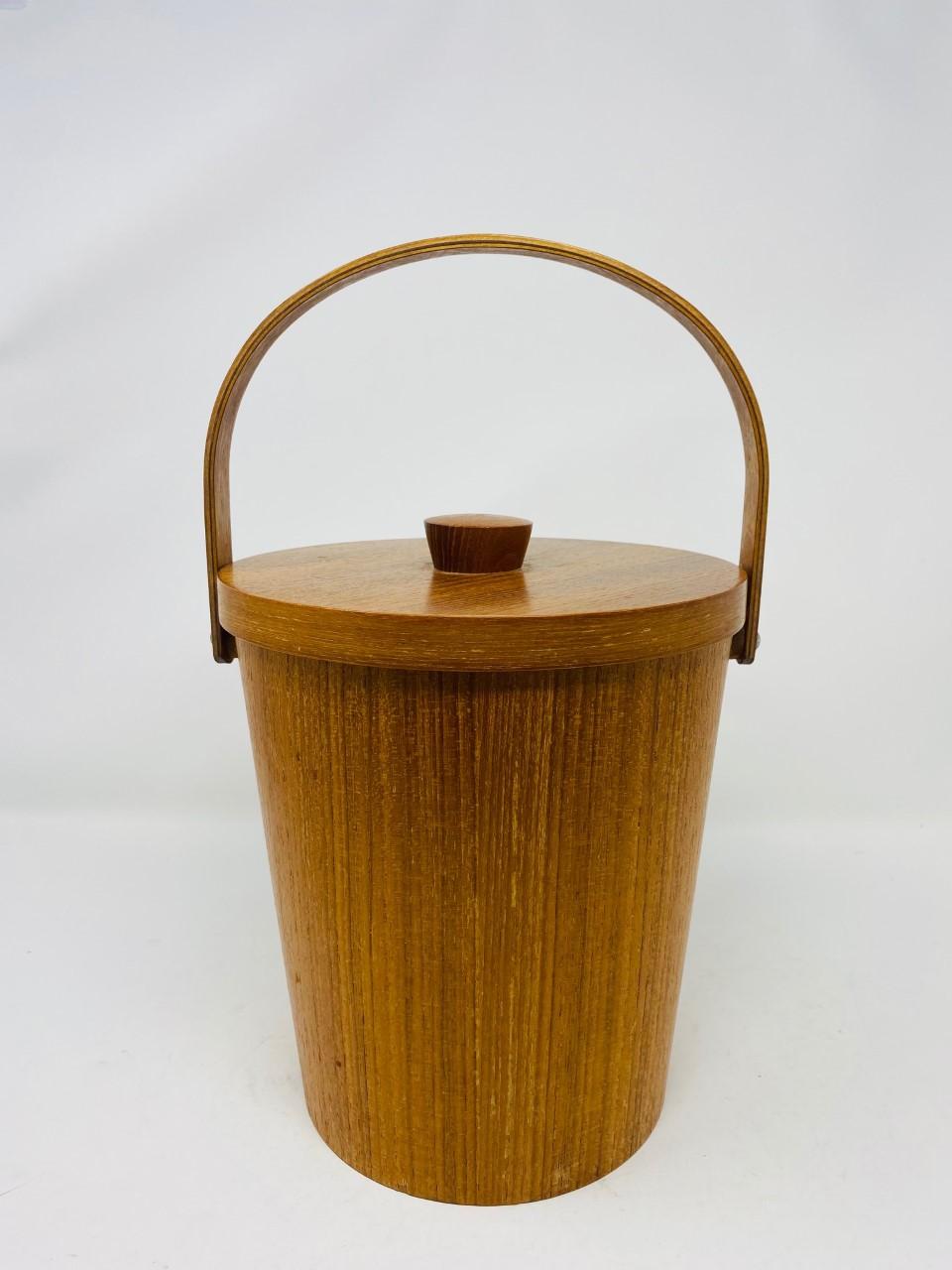 Aluminum Vintage Danish Midcentury Teak Ice Bucket, 1960s