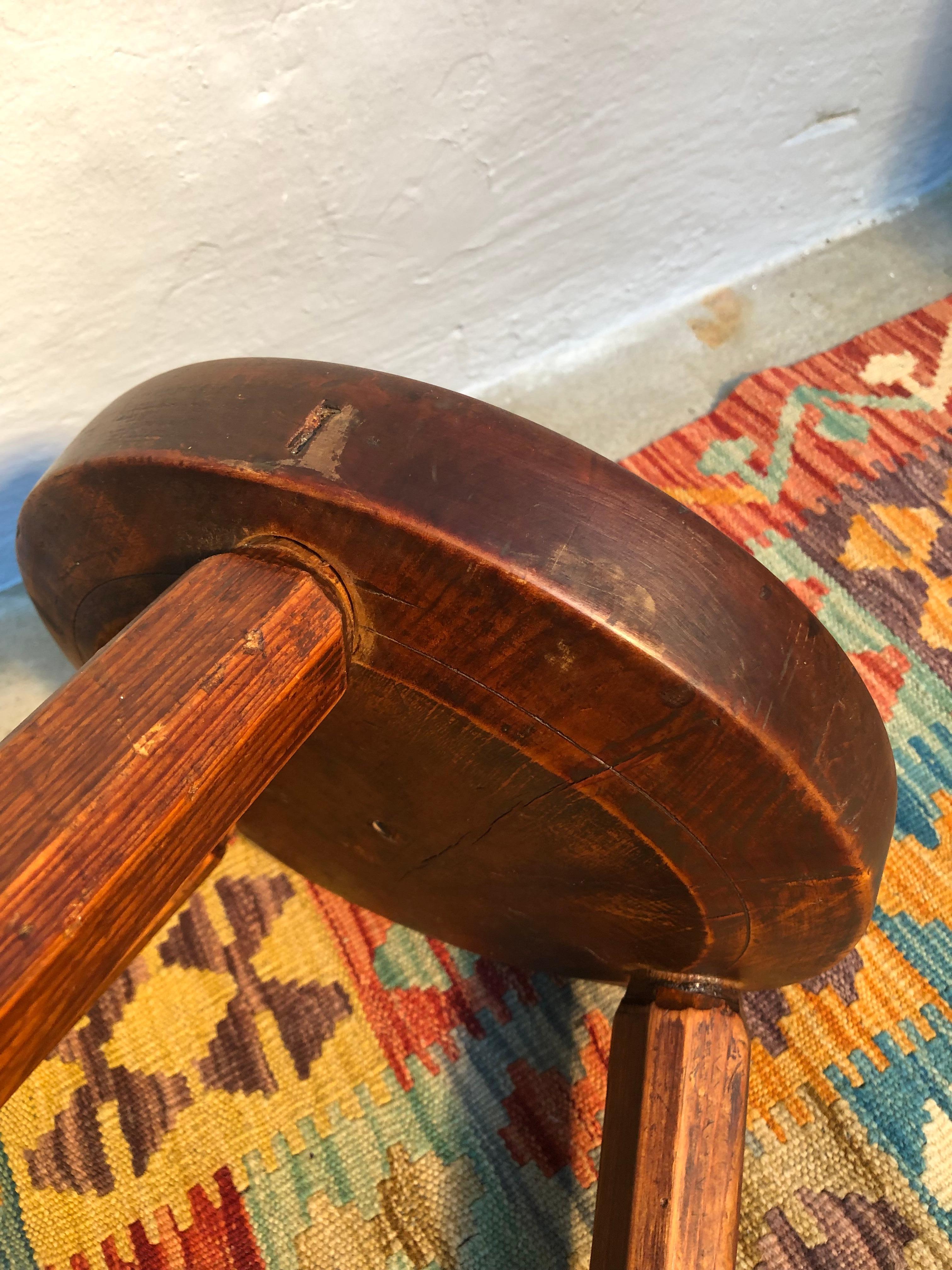 Vintage Danish Milking Stool in Pinewood 7